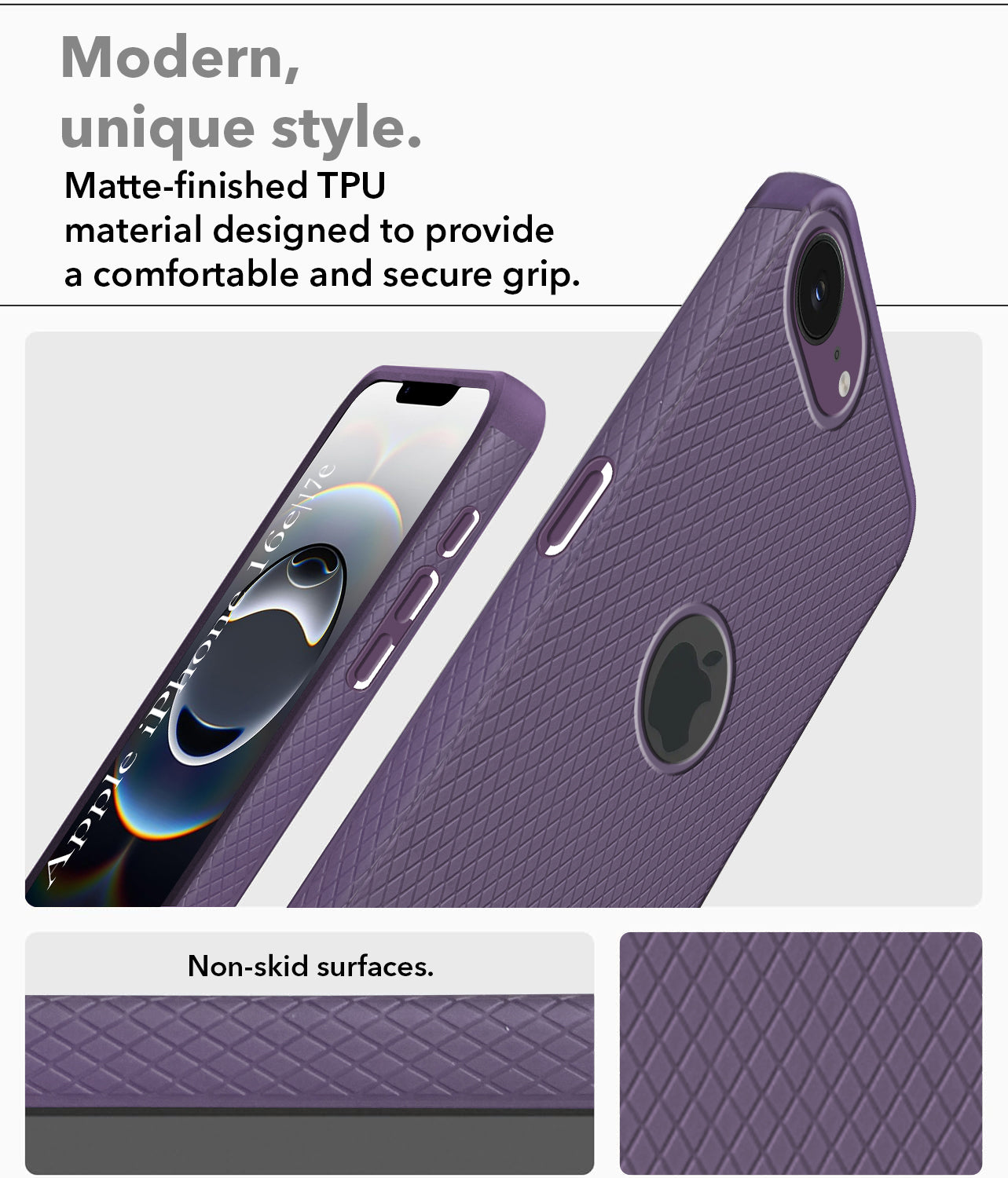 For iPhone 16e | iPhone 17e Back Cover Case (Liquid Silicone | Side Grip | Camera Protection)