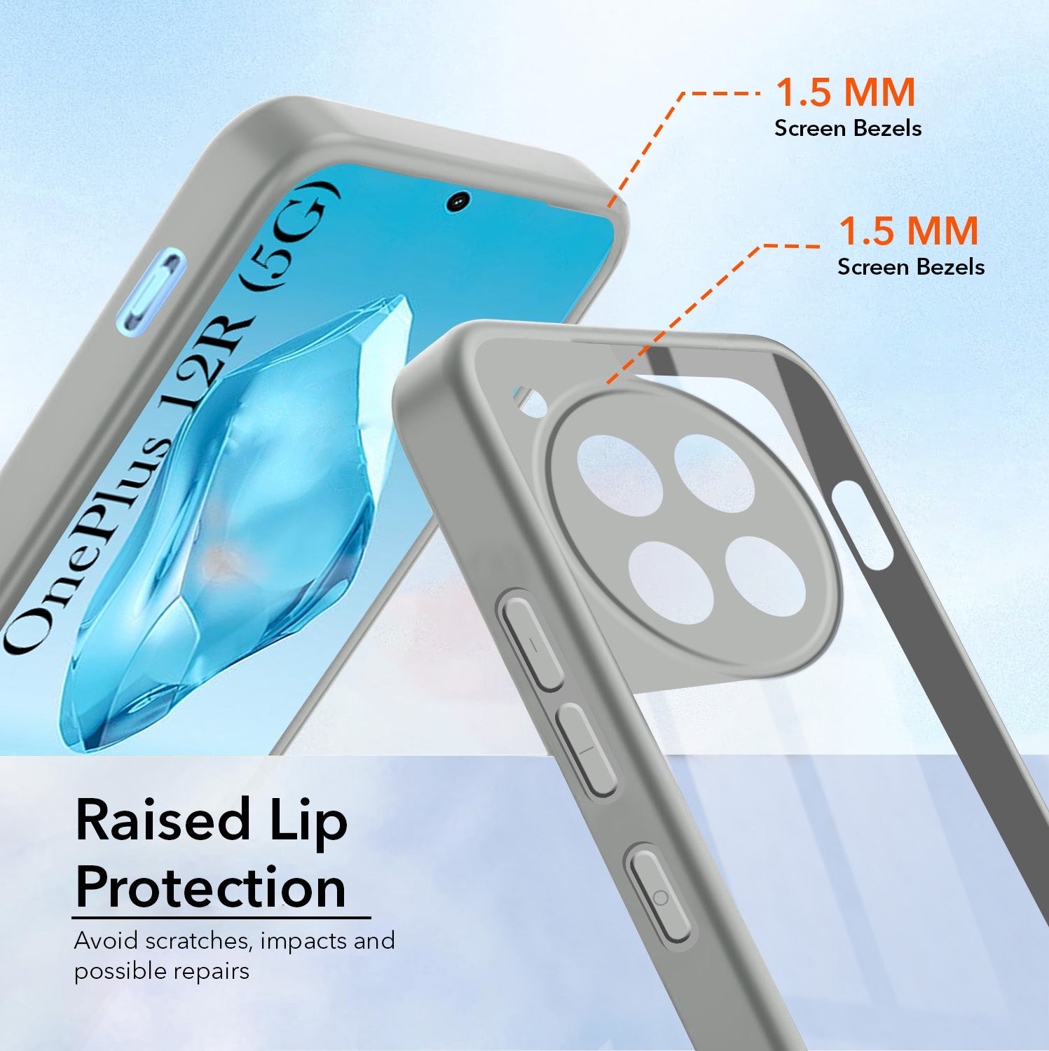 For OnePlus 12R 5G Back Cover Case (Lifetime Anti Yellow | Anti Scratch | Crystal Clear Shockproof)