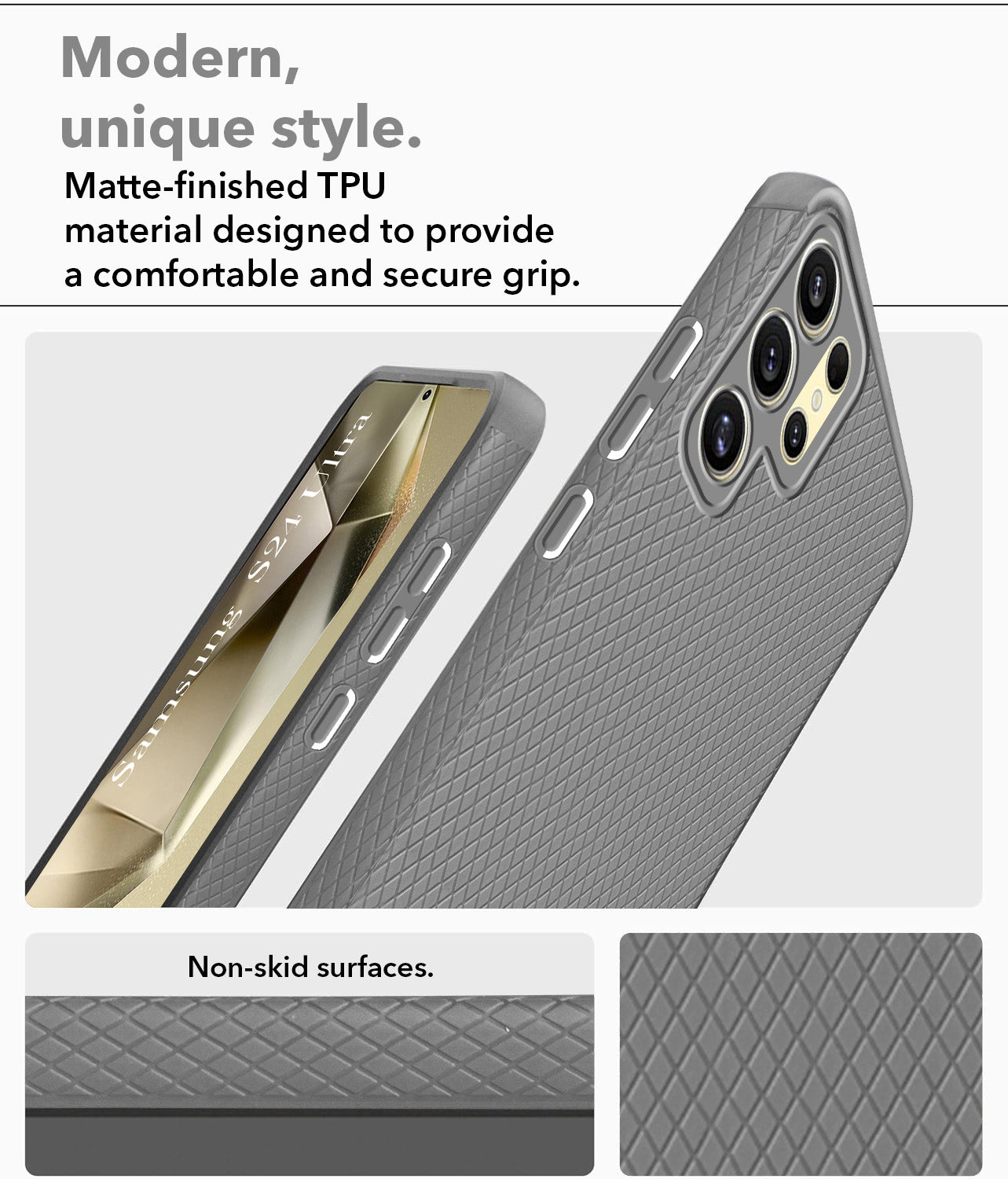 For Samsung Galaxy S24 Ultra Back Cover Case (Liquid Silicone | Side Grip | Camera Protection)