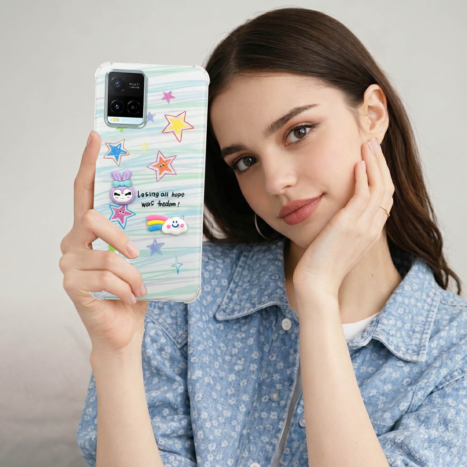 For Vivo Y21 2021 Back Cover Case (3D Cute Cartoons | Hard Back Side Soft | Matte Premium Finish | HD Printing)