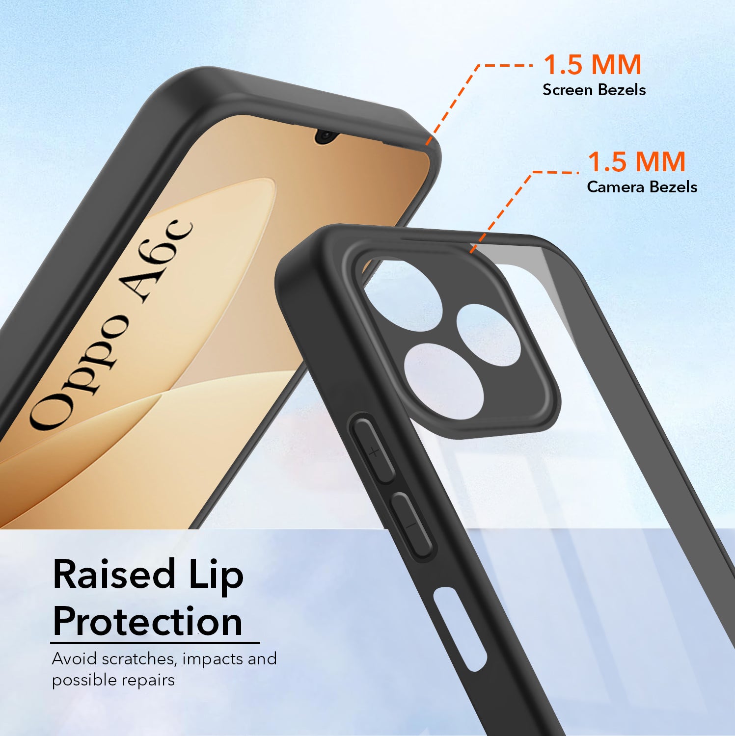 For Oppo A6c 4G Back Cover Case Ultra-Hybrid (Lifetime Anti Yellow | Anti Scratch | Crystal Clear Shockproof)