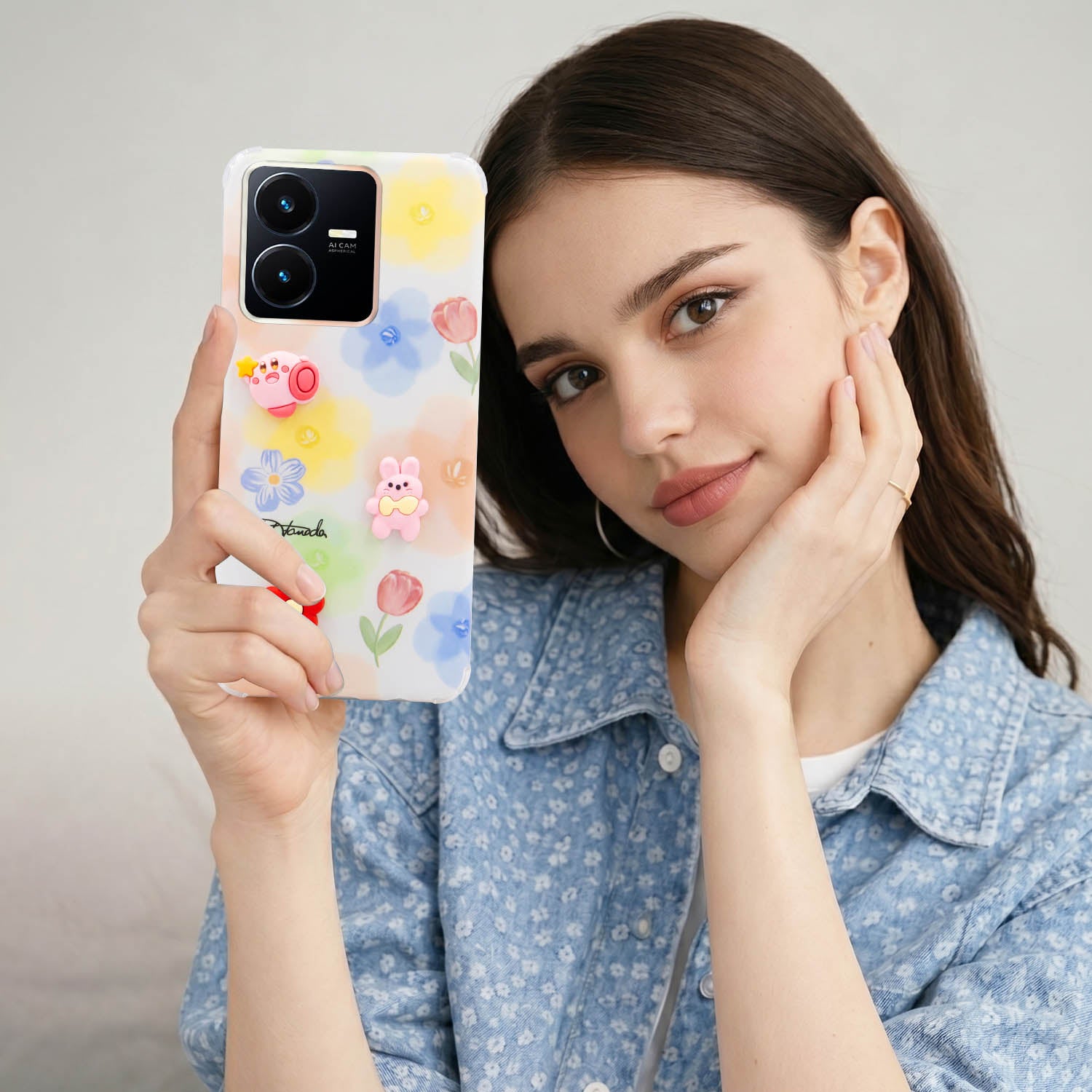 For Vivo Y22 | Vivo Y22s Back Cover Case (3D Cute Cartoons | Hard Back Side Soft | Matte Premium Finish | HD Printing)