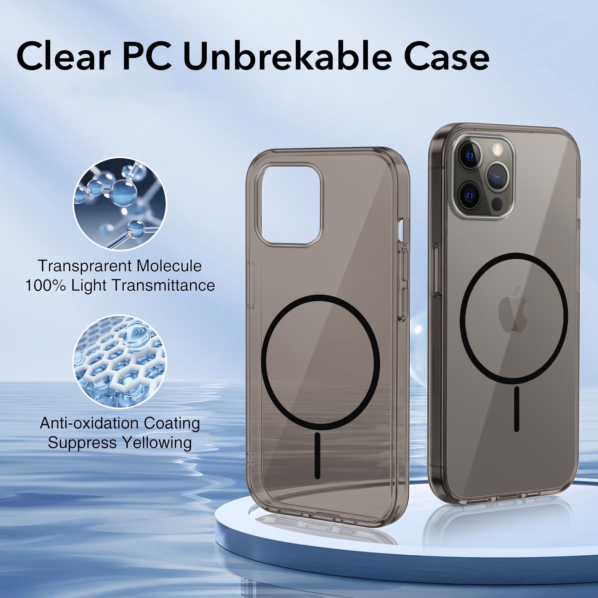 For Apple iPhone 12 Pro Max Back Case Cover Crystal Anti Yellow (Unbreakable PC | MagSafe Wireless Charging Support |Camera Protection Bump)