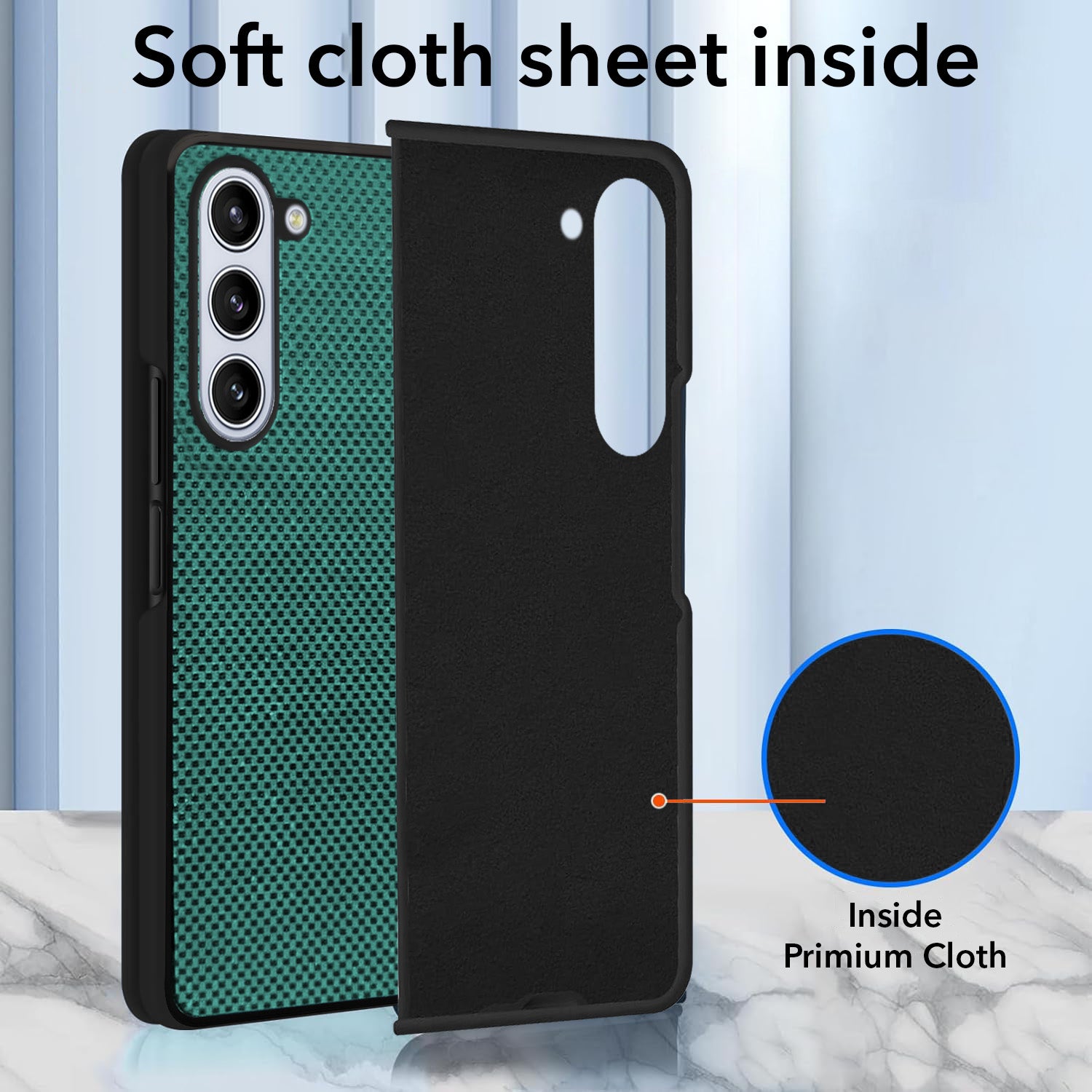 For Samsung Galaxy Z Fold 5 5G Back Flip Case Cover (Craft Printed Design | Hybrid Texture | Inside Microfiber Cloth)