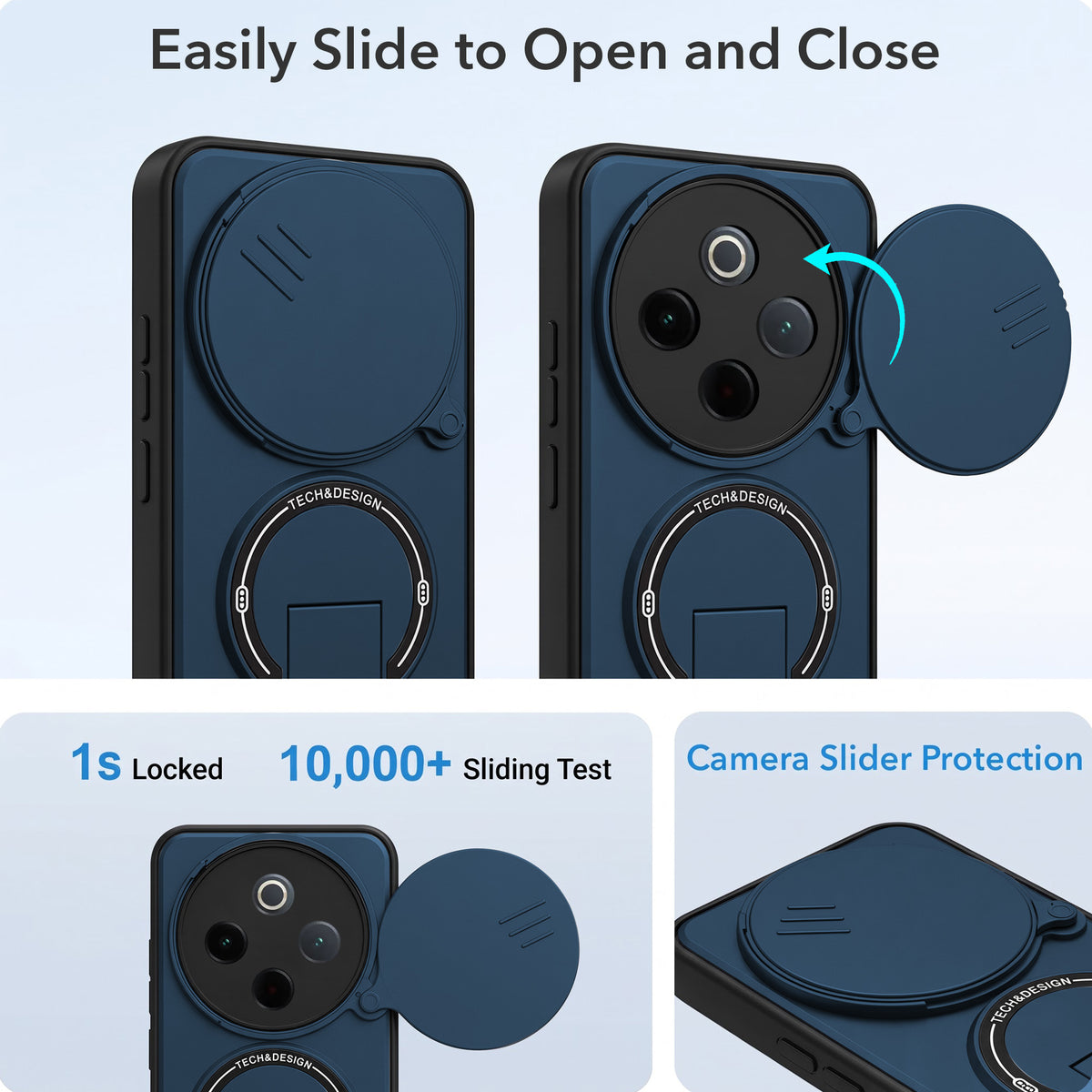 For Vivo iQOO Z10 Back Case Cover Metallic (Hybrid Armor Kickstand | Sliding Shutter Camera Protection | MagSafe Compatible)