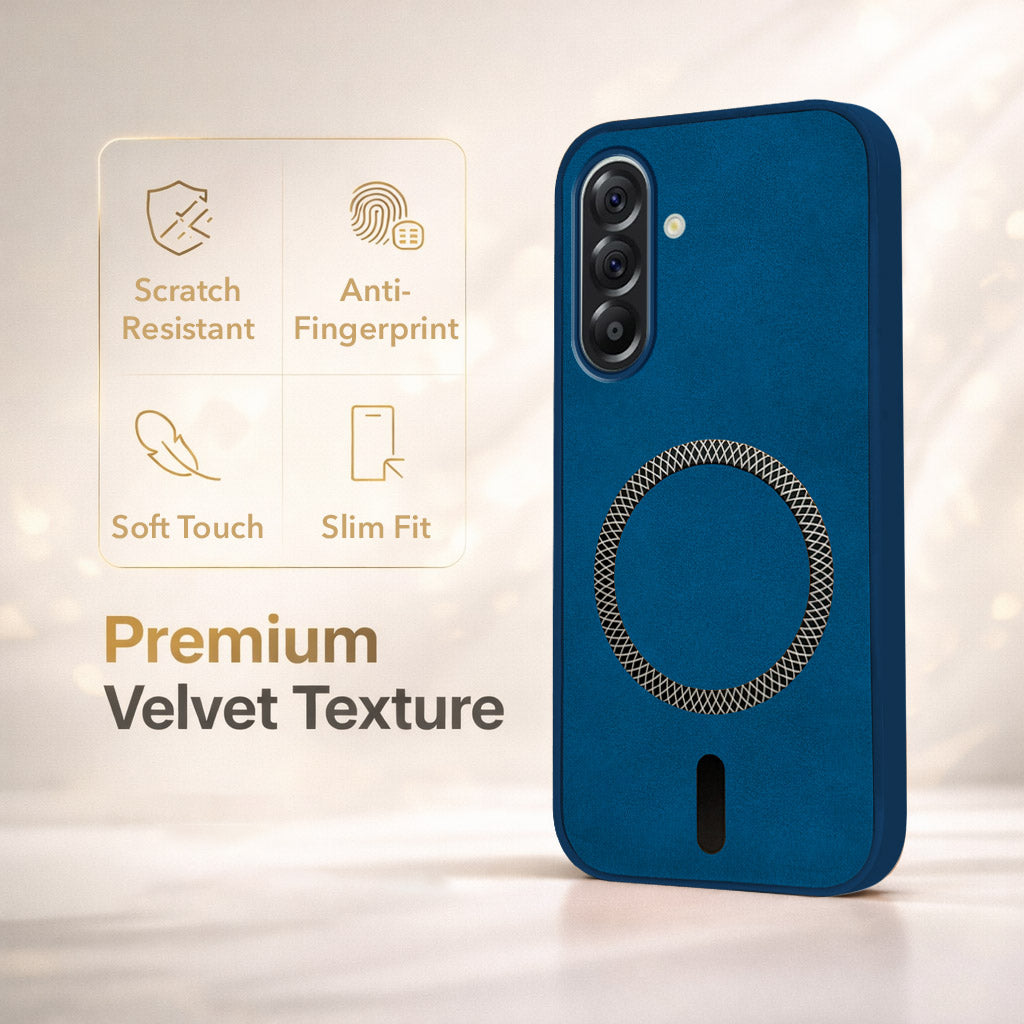 For Samsung Galaxy M56 | Samsung Galaxy F56 Back Cover Case Leather Finish (MagSafe Compatible Wireless Charging | Soft Touch | Camera Bump Protection)