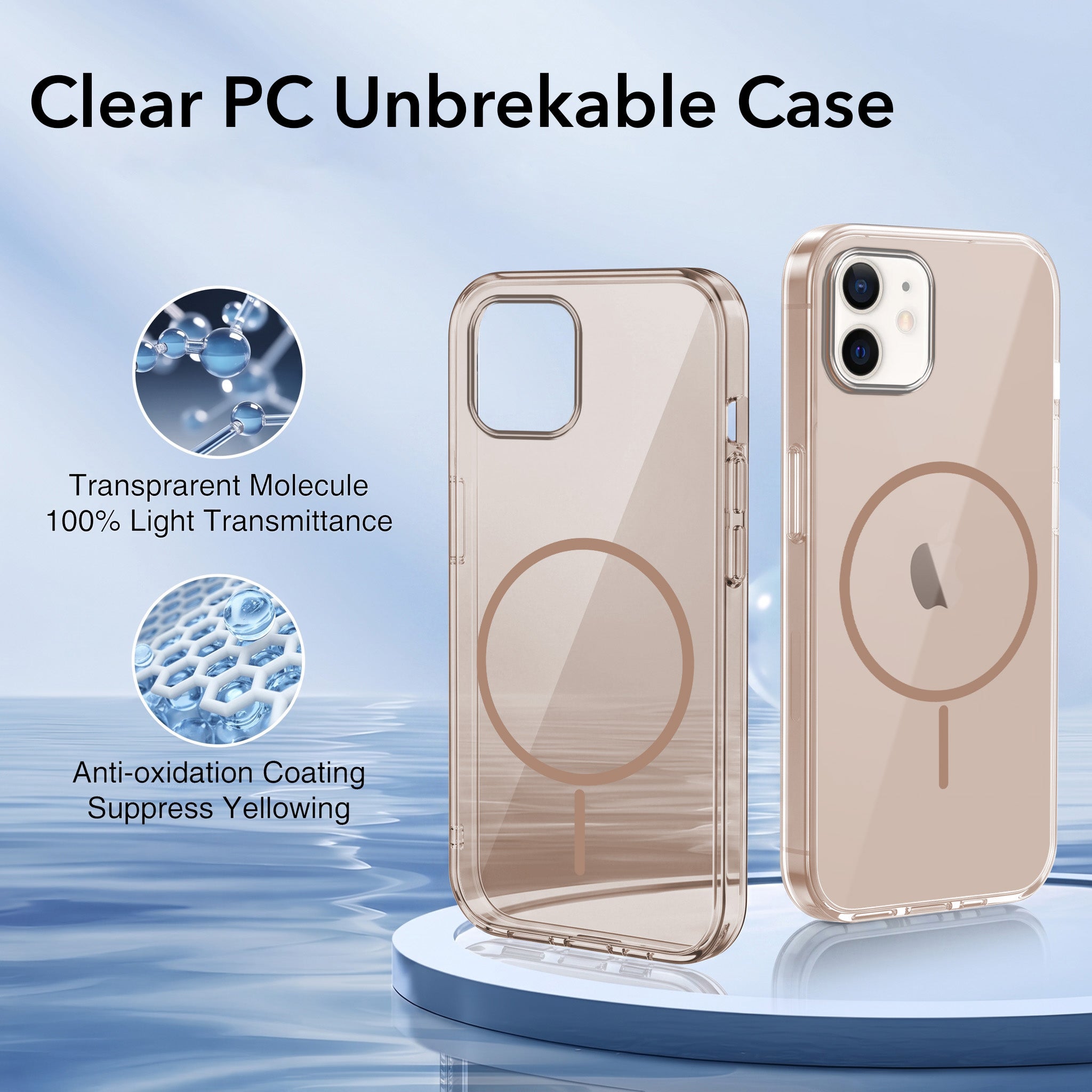 For Apple iPhone 12 Back Case Cover Crystal Anti Yellow (Unbreakable PC | MagSafe Wireless Charging Support |Camera Protection Bump)