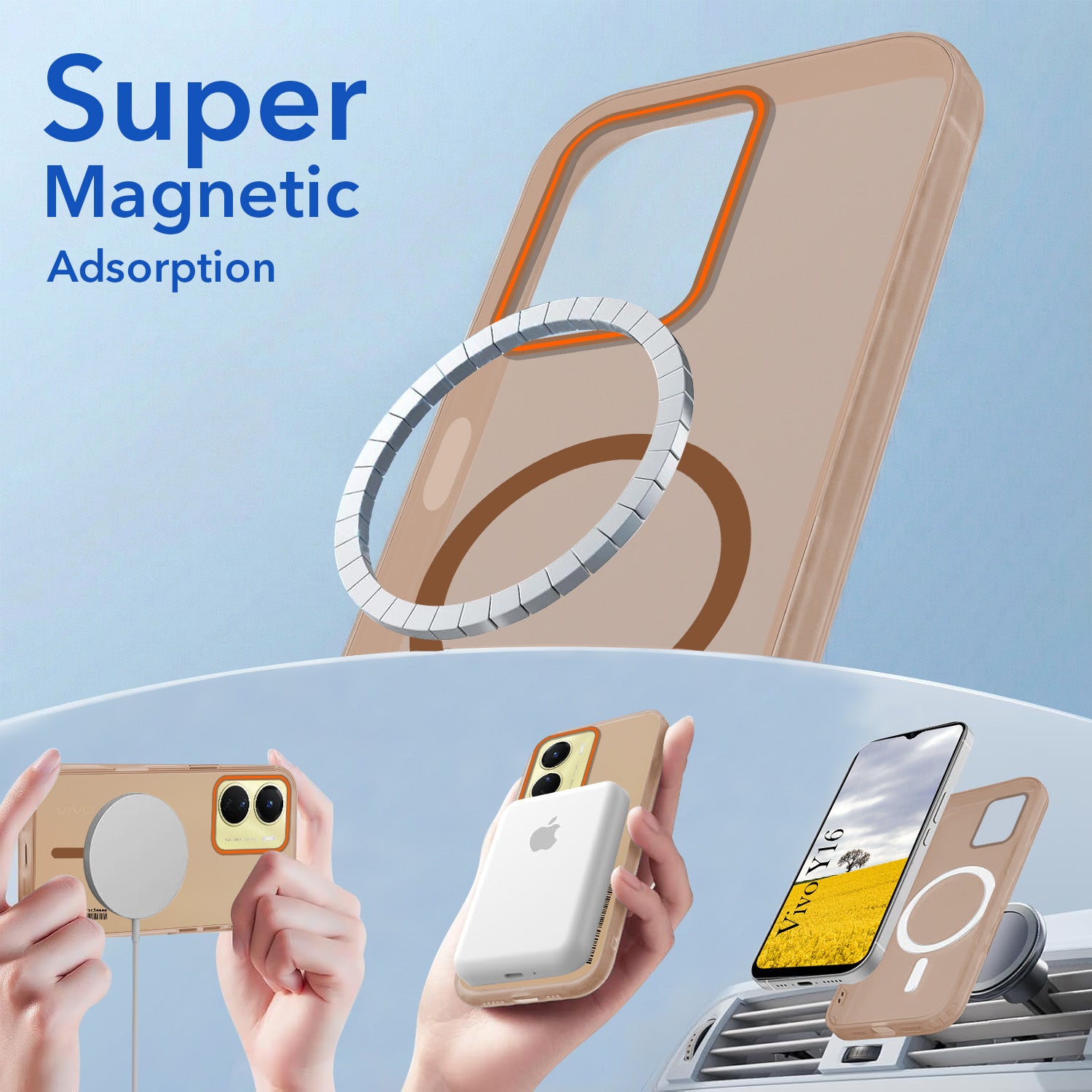 For Vivo Y16 Back Cover Case (Soft Touch | Camera Bump Protection | MagSafe Compatible | Matte Finish)