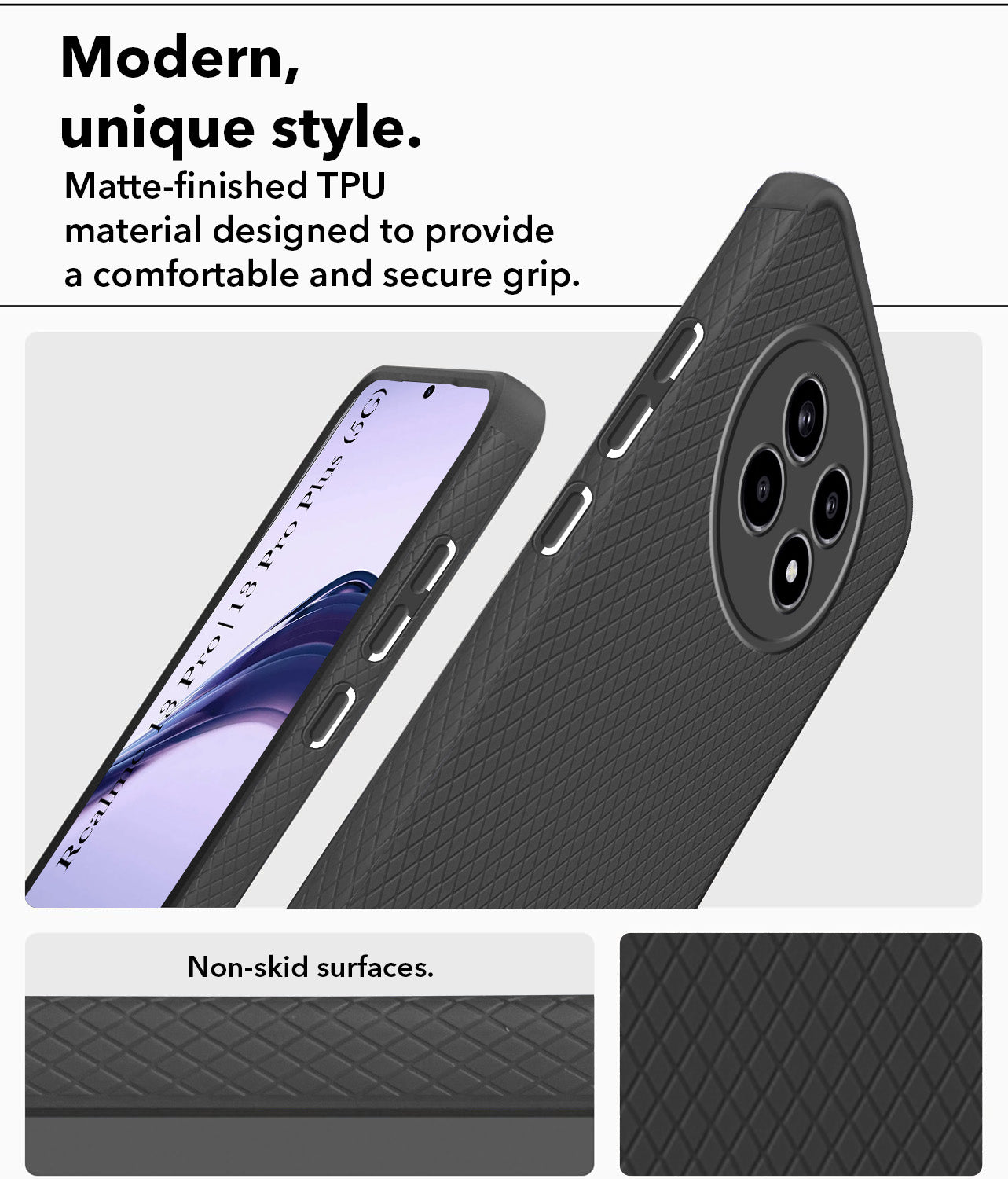 For Realme 13 Pro | Realme 13 Pro Plus 5G Back Cover Case (Liquid Silicone | Side Grip | Camera Protection)