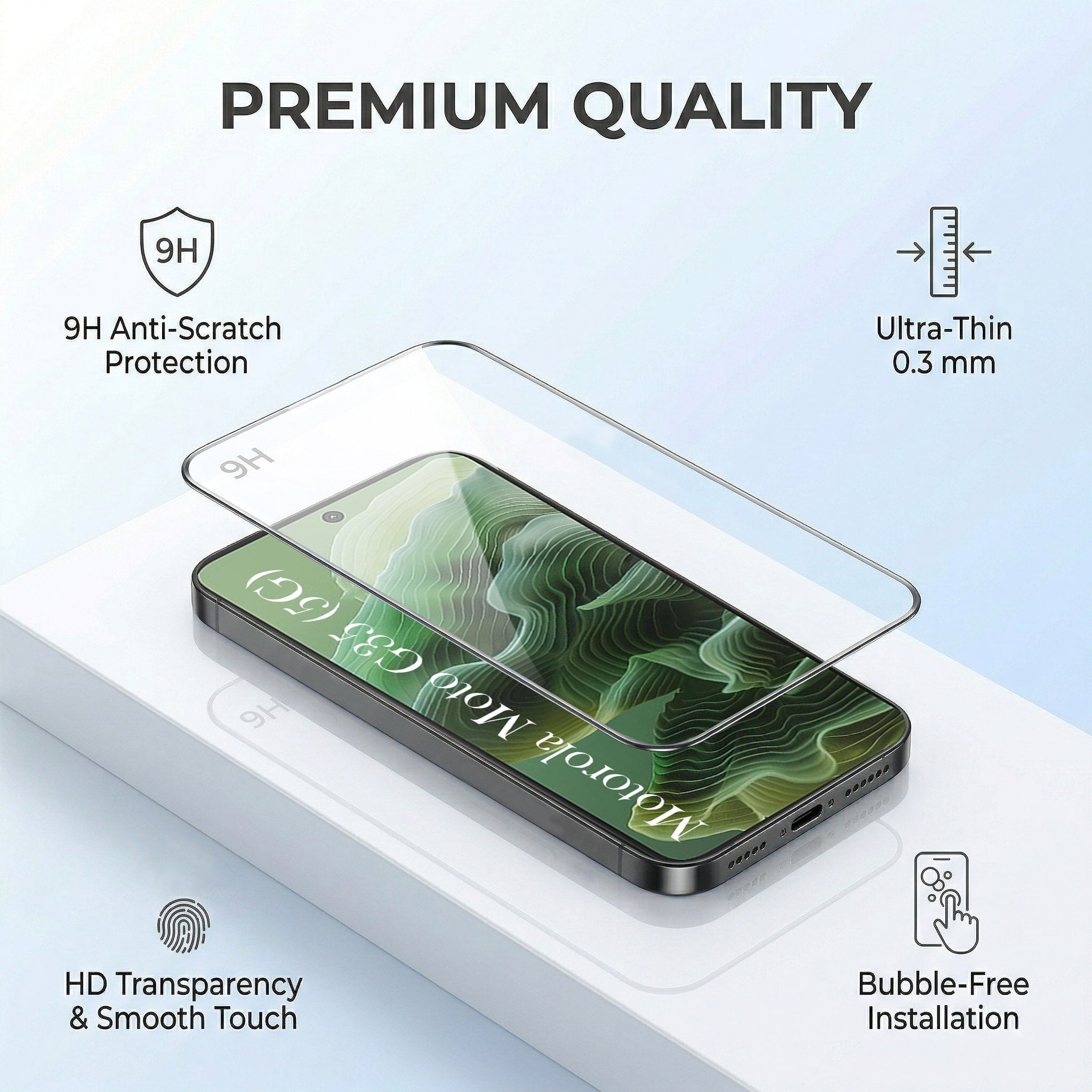 For Motorola Moto G35 5G Combo with Back Cover and 9H Tempered Glass (Liquid Silicone | Camera Protection | Oleophobic Coating Screen Glass)