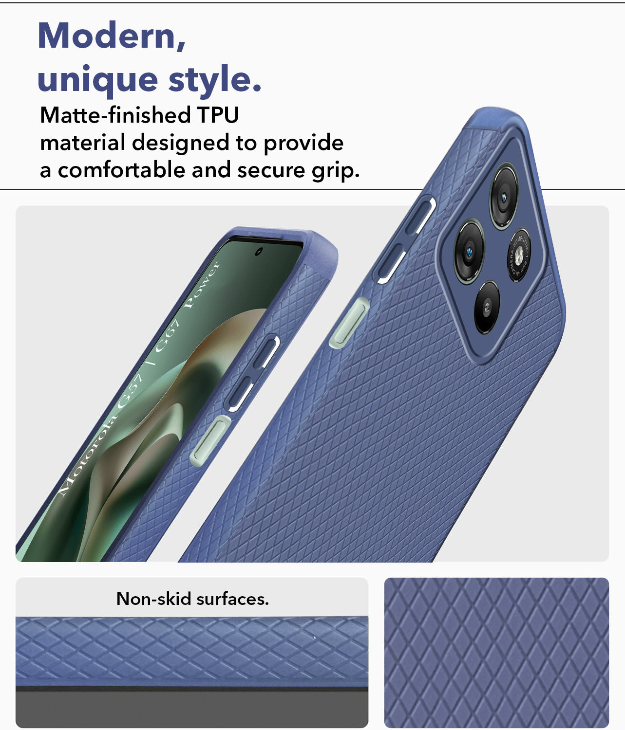 For Motorola Moto G67 Power | G57 Power Back Cover Case Liquid Silicone (Camera Protection | Side Grip Texture | Soft and Flexible)
