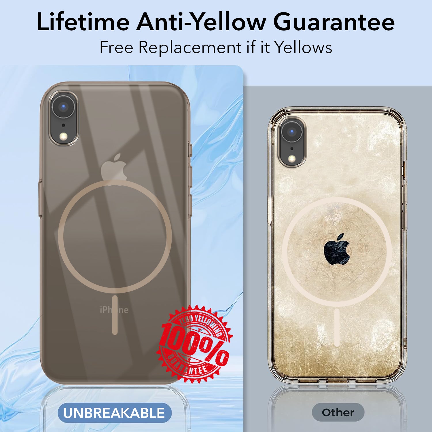 For Apple iPhone XR Back Cover Case (Crystal Clear Case | MagSafe Wireless Charging Support | Hard Anti Yellow | Camera Protection Bump)