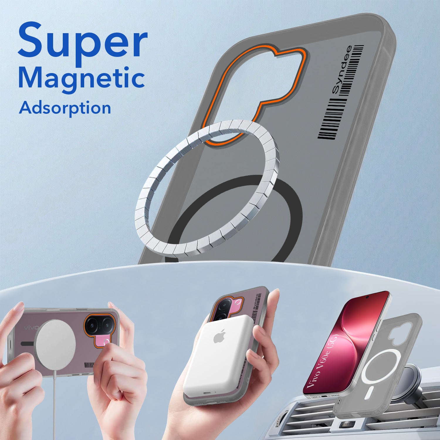 For Vivo V60e Back Cover Case (Soft Touch | Camera Bump Protection | MagSafe Compatible | Matte Finish)