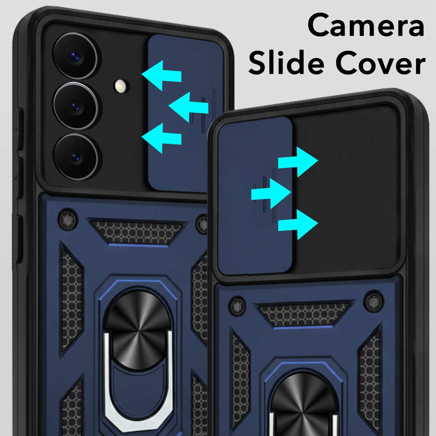 For Samsung Galaxy S26 5G Back Cover Case Hybrid Armor (Sliding Shutter Camera Protection | Polycarbonate |Ring Holder Kickstand)