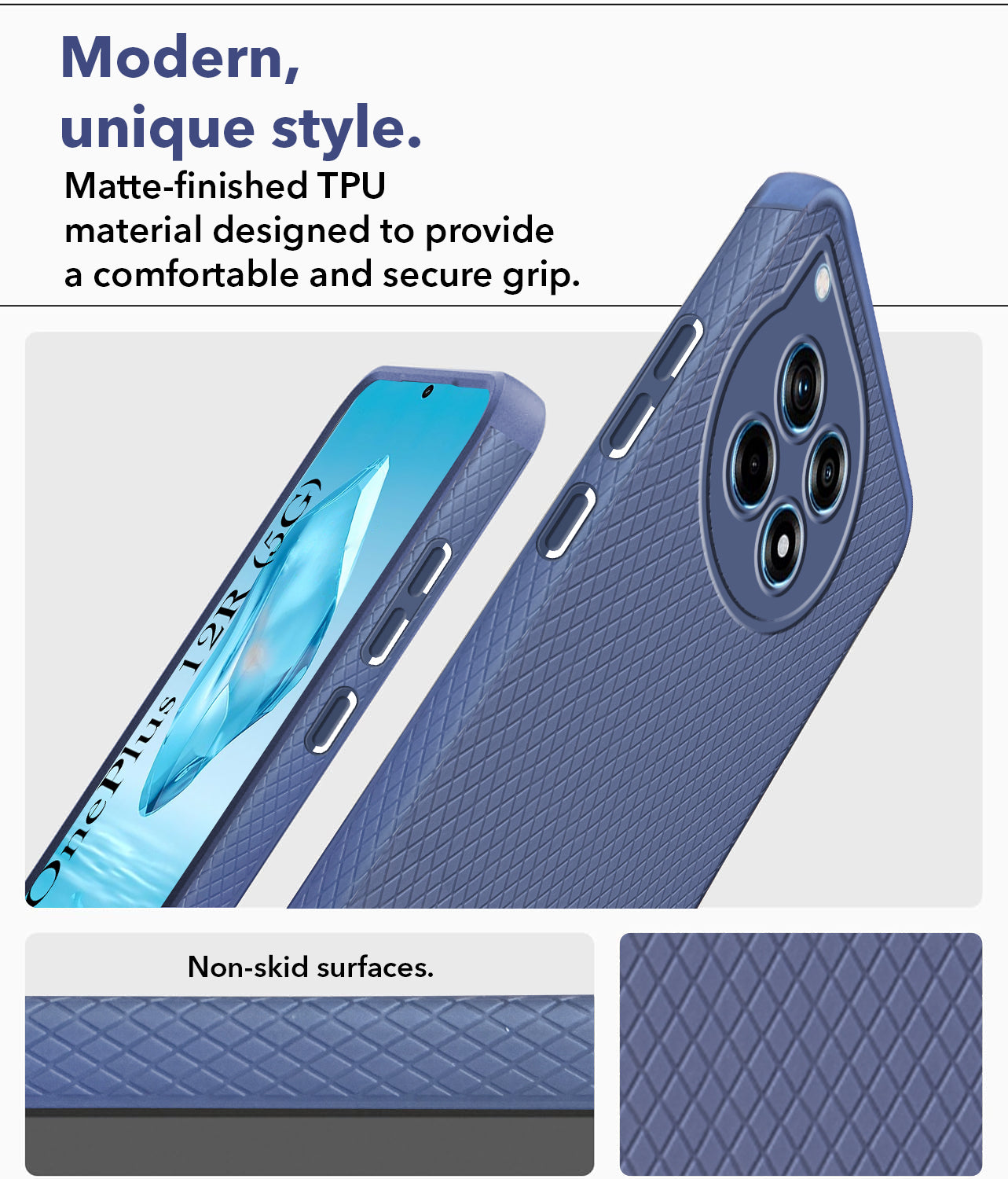 For OnePlus 12R 5G Back Cover Case (Minimalist Design Stitched Leather | Shockproof Raised Edges for Camera & Screen Protection)