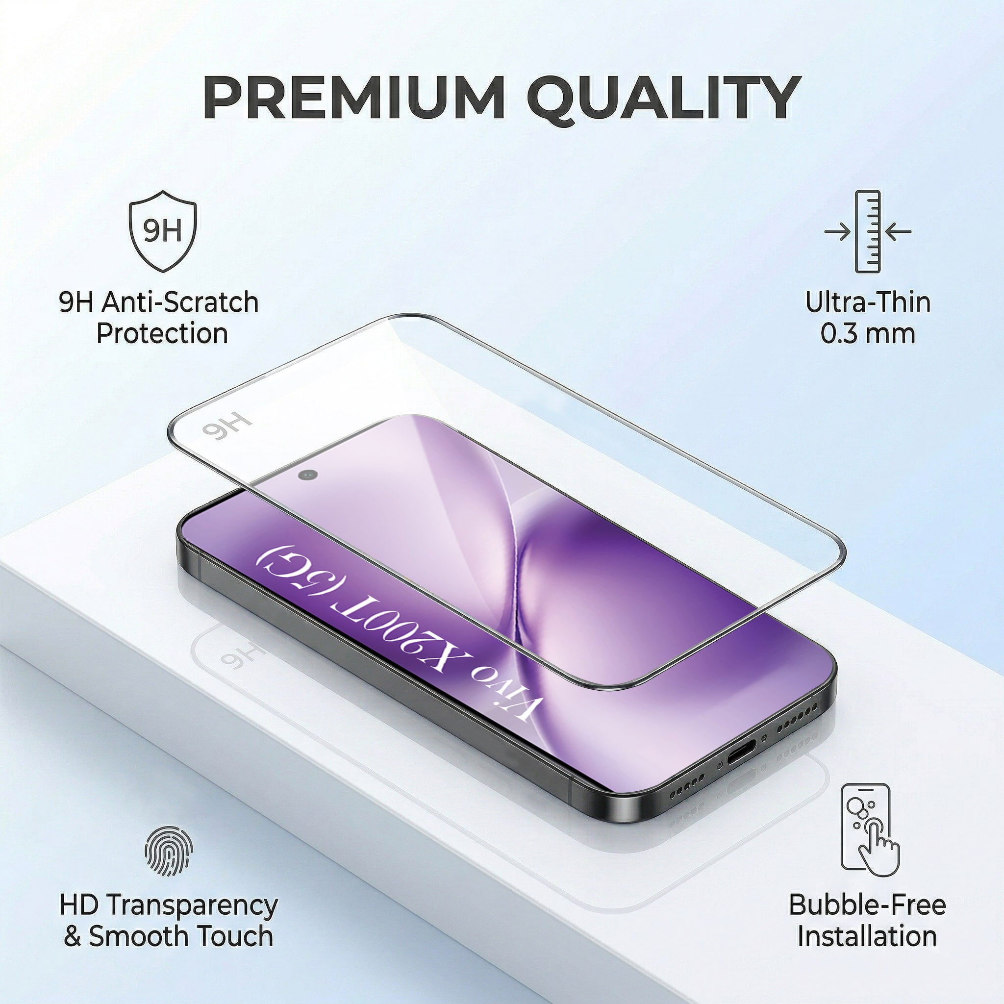 For Vivo X200T Combo with Back Cover and 9H Tempered Glass (Liquid Silicone | Camera Protection | Oleophobic Coating Screen Glass)