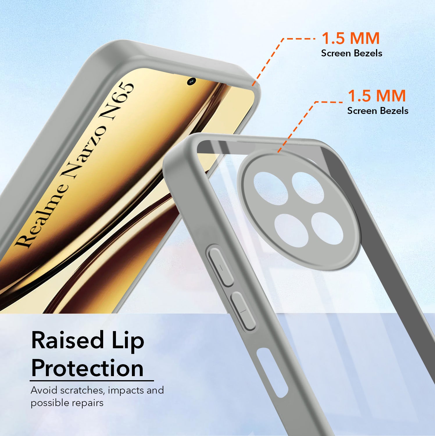 For Realme Narzo N65 5G Ultra-Hybrid Back Cover Case (Lifetime Anti Yellow | Anti Scratch | Crystal Clear Shockproof)