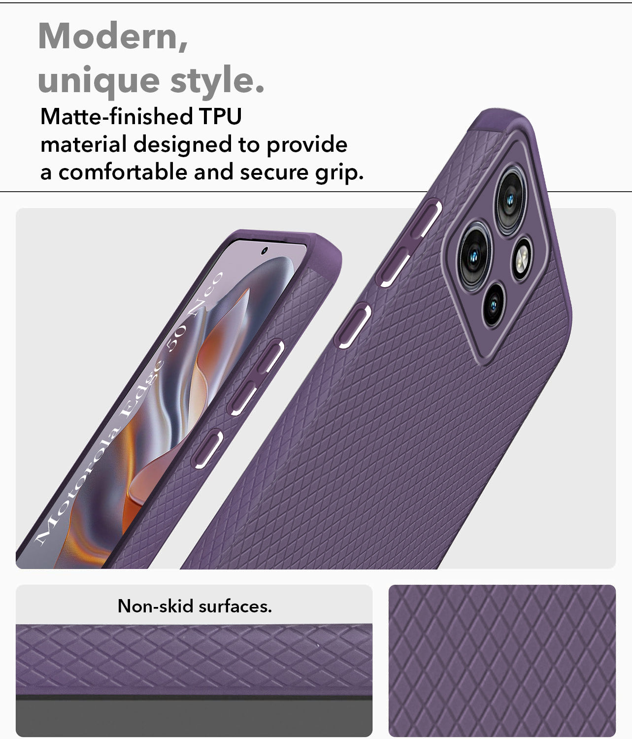 For Motorola Moto Edge 50 Neo Back Cover Case (Liquid Silicone | Side Grip | Camera Protection)