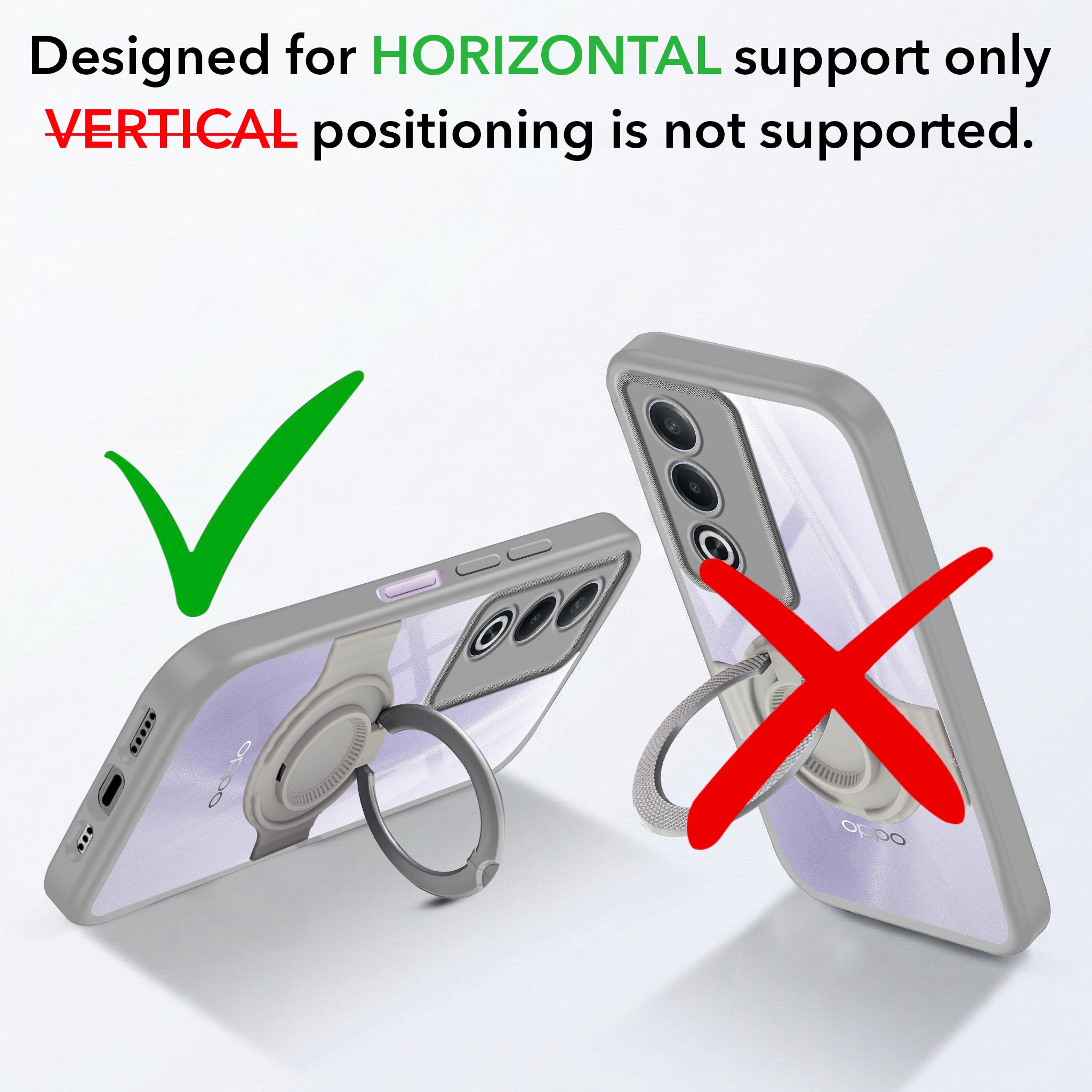 For Oppo A3 Pro 5G Back Cover Case with stand (Built-in Ring Holder Kickstand | Lifetime Anti Yellow | Camera Protection)
