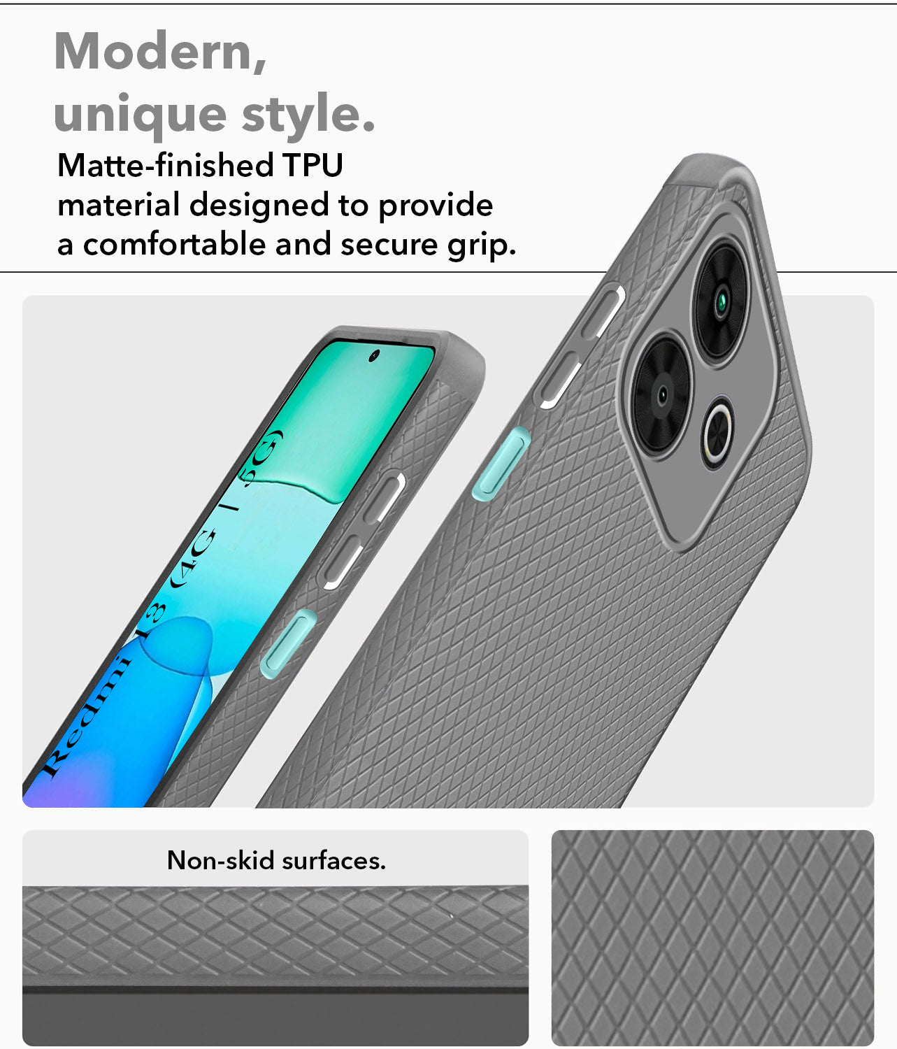 For Xiaomi Mi Redmi 13 4G | 5G  Back Cover Case (Liquid Silicone | Side Grip | Camera Protection)