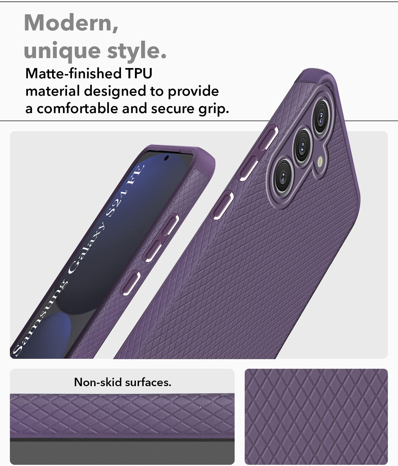 For Samsung Galaxy S24 FE Back Cover Case (Liquid Silicone | Side Grip | Camera Protection)