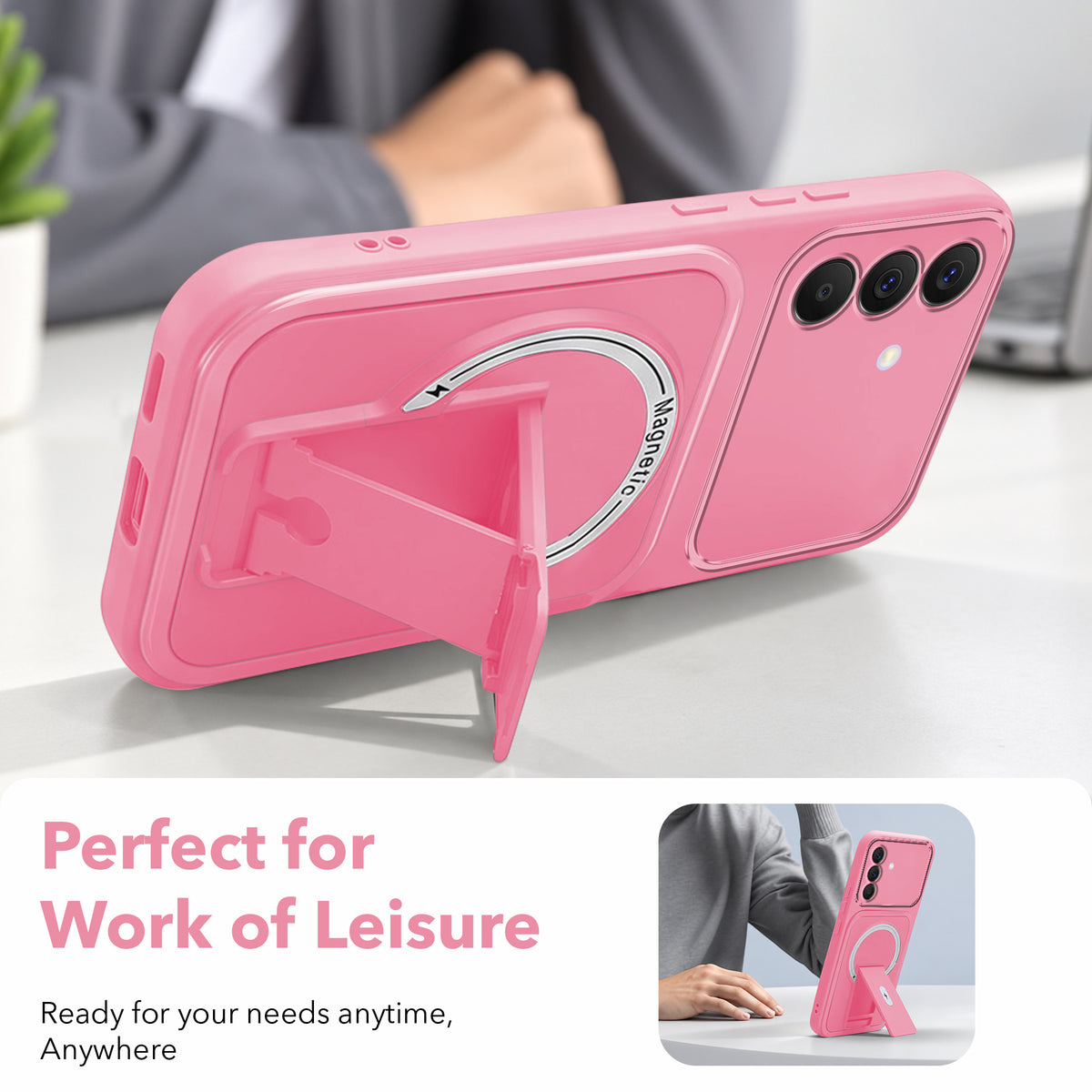 For Samsung Galaxy A57 5G Back Case Cover Metallic (Hybrid Armor Kickstand | MagSafe Compatible | Camera Protection Shockproof)