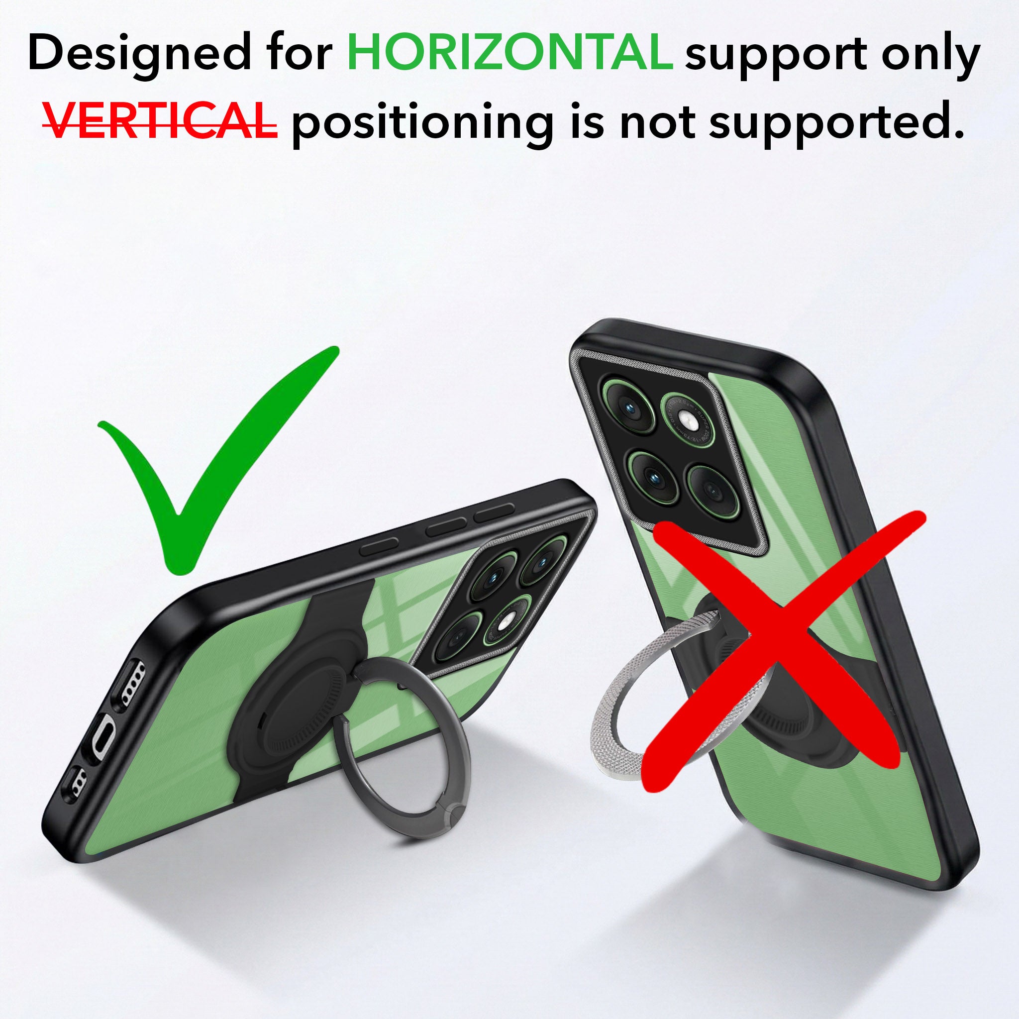 For Motorola Moto Edge 60 Back Cover Case with stand (Built-in Ring Holder Kickstand | Lifetime Anti Yellow | Camera Protection)