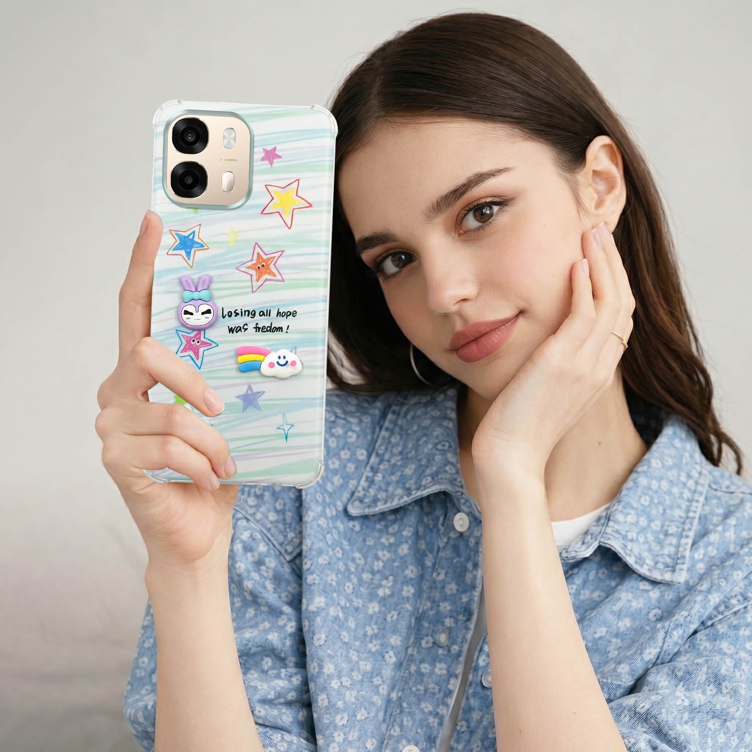For Oppo A6 Pro Back Cover Case (3D Cute Cartoons | Hard Back Side Soft | Matte Premium Finish | HD Printing)
