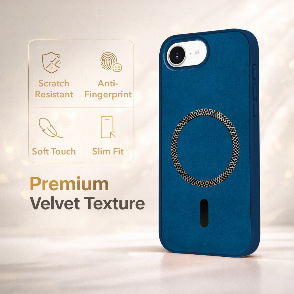 For Apple iPhone 16e | Apple iPhone 17e Back Cover Case Leather Finish (MagSafe Compatible Wireless Charging | Soft Touch | Camera Bump Protection)