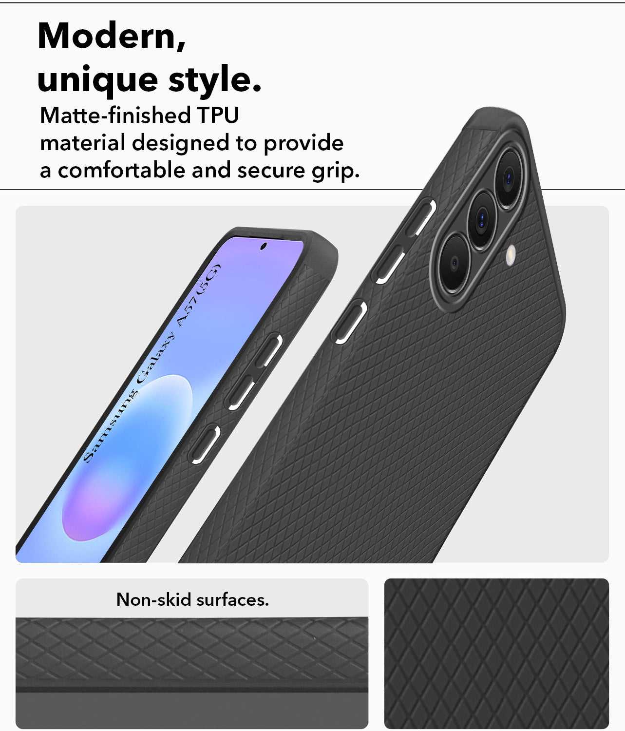 For Samsung Galaxy A57 5G Back Cover Case Liquid Silicone (Camera Protection | Side Grip Texture | Soft and Flexible)