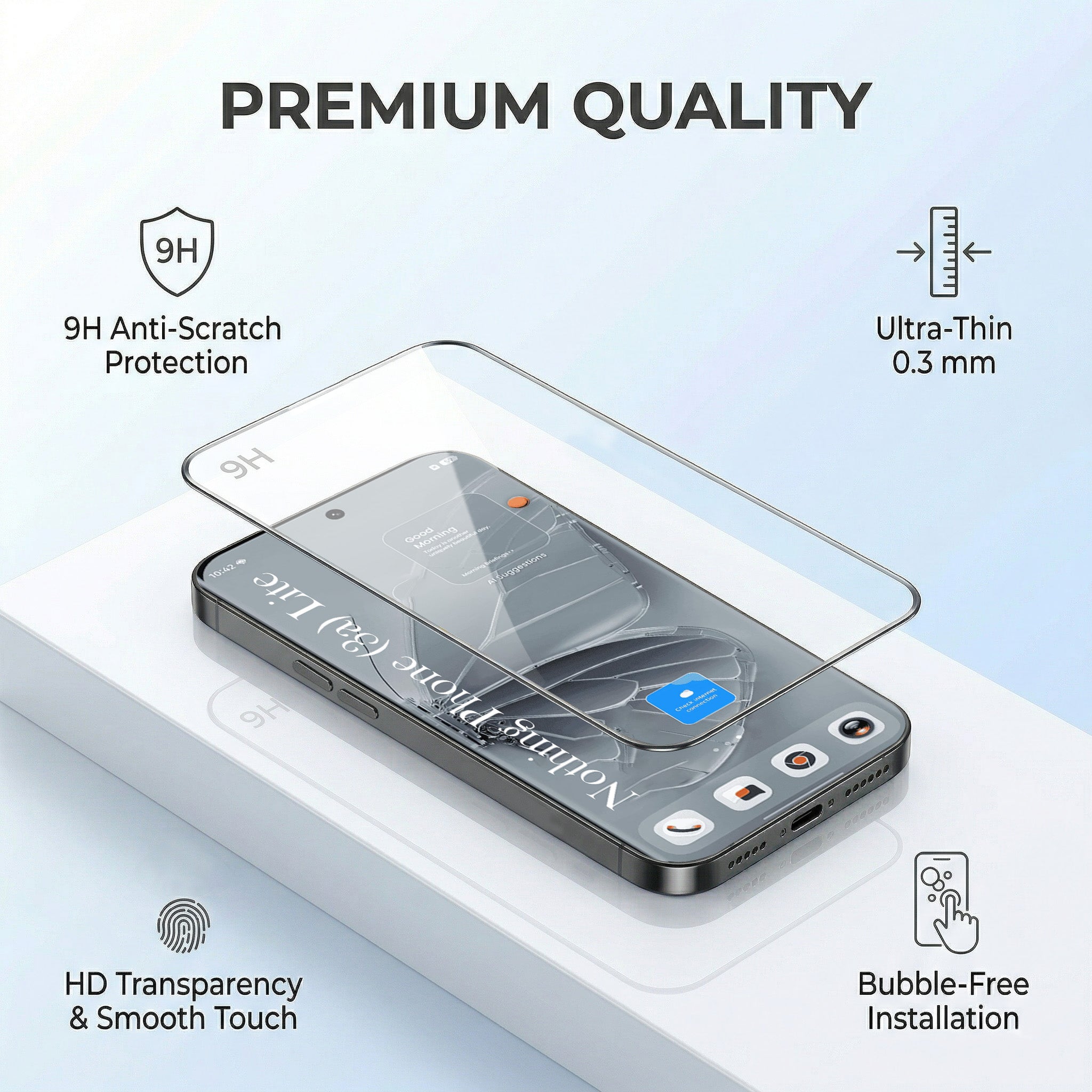 For Nothing Phone 3A Lite Combo (Textured Grip Design | Micro-Fiber Cloth Inside | Oleophobic Coating Screen Glass)