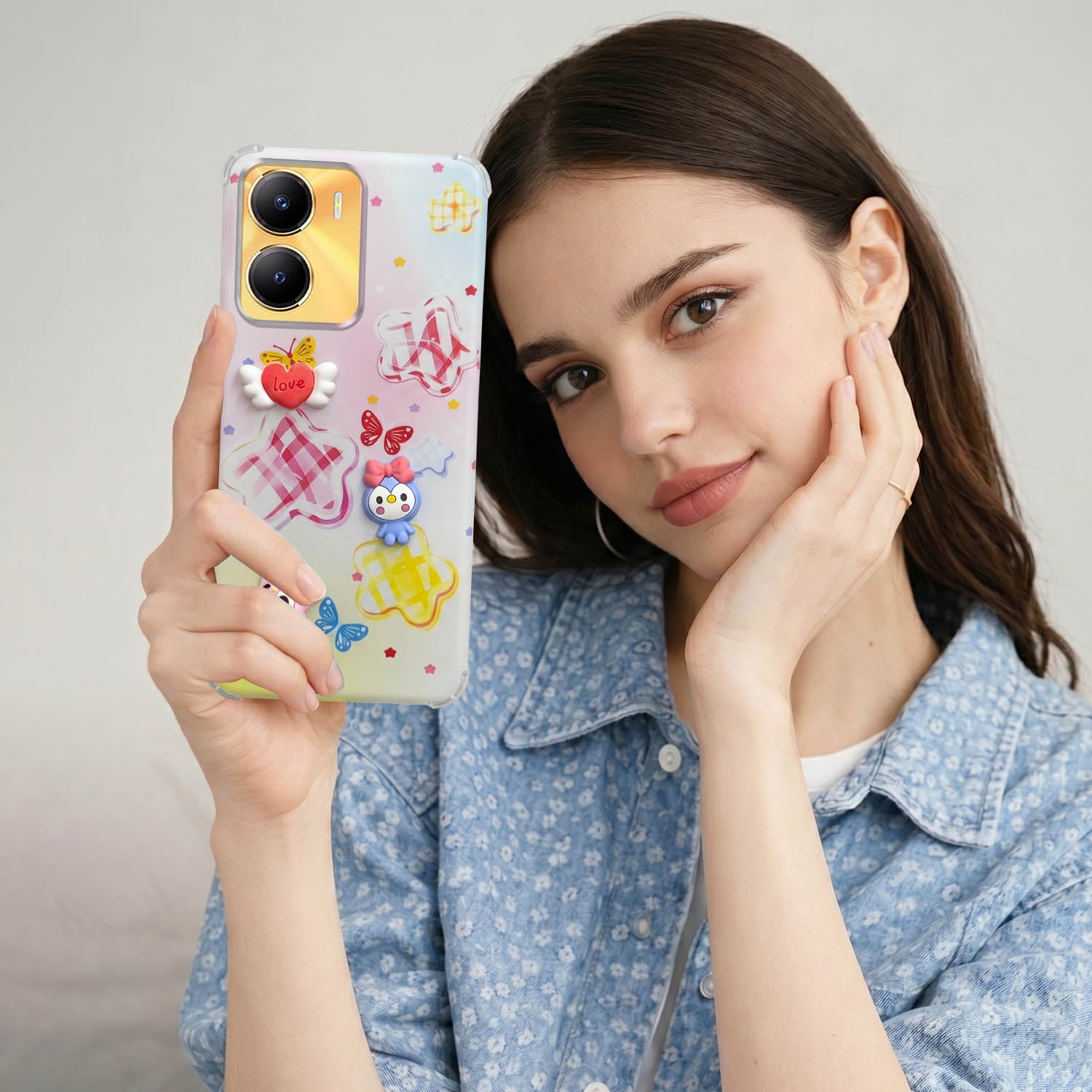 For Vivo Y56 5G Back Cover Case (3D Cute Cartoons | Hard Back Side Soft | Matte Premium Finish | HD Printing)