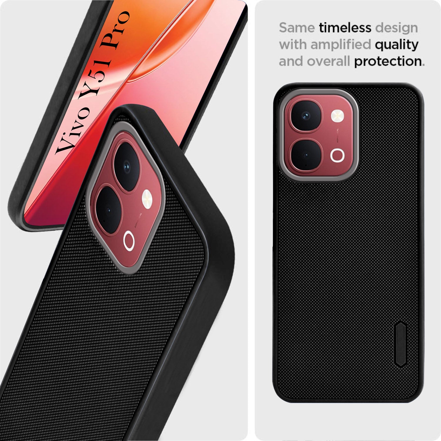 For Vivo Y51 Pro 5G | Vivo T5x Back Cover Case Rubberised (Textured Grip Design | Micro-Fiber Cloth Inside | Slim and Light Weight | Soft Touch and Feel)