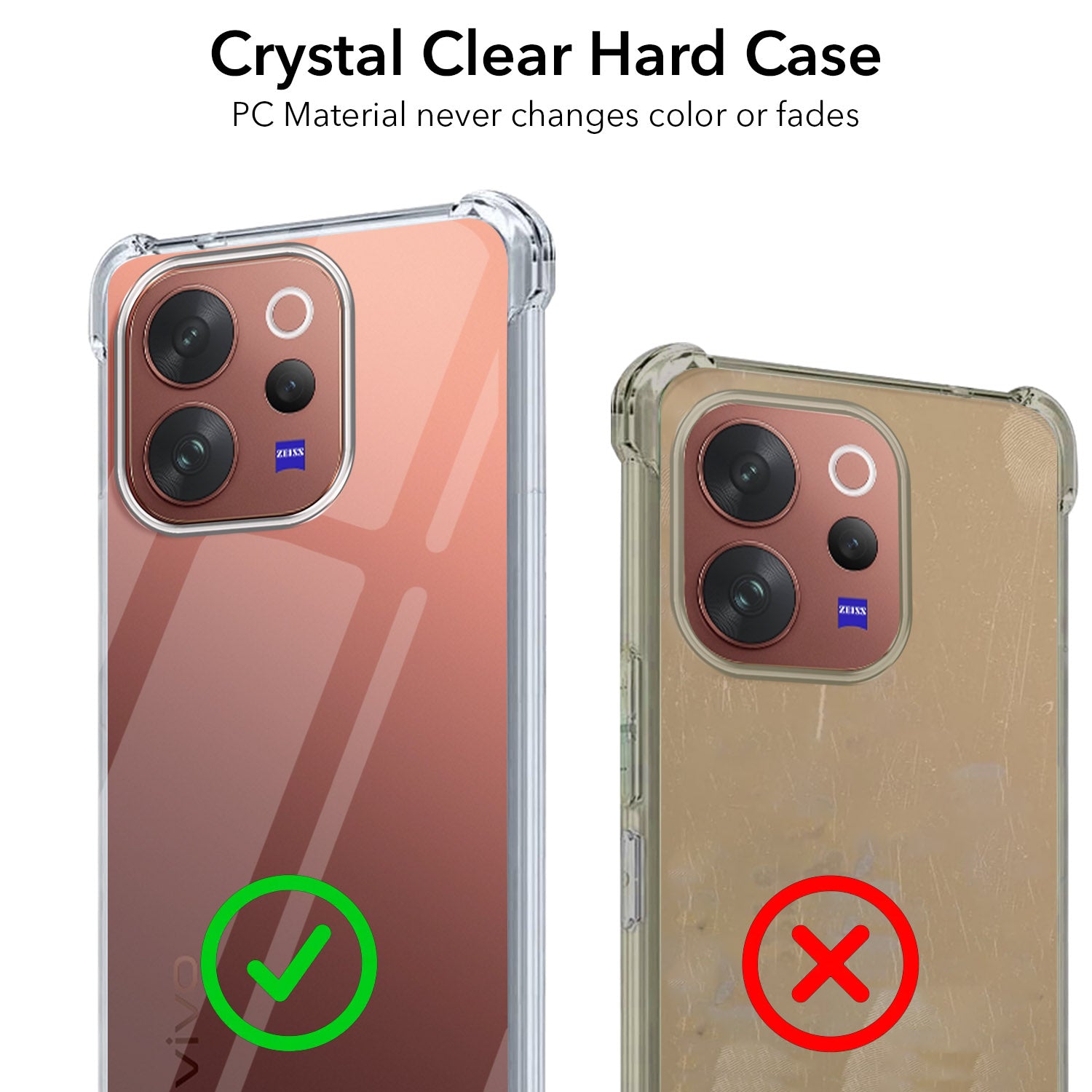For Vivo V70 | Vivo V70 Elite (5G) Back Cover Shockproof Crystal-Clear (Drop & Camera Protection | Hard Polycarbonate)