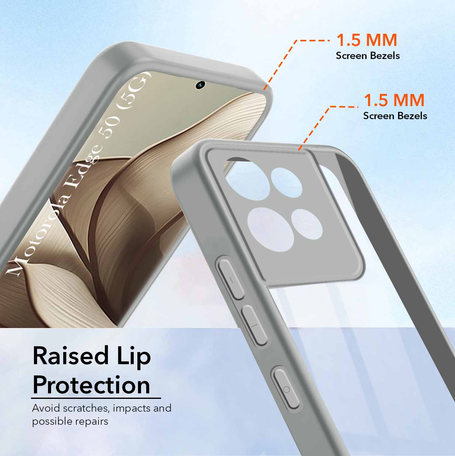 For Motorola Moto Edge 50 5G Back Cover Case (Lifetime Anti Yellow | Anti Scratch | Crystal Clear Shockproof)