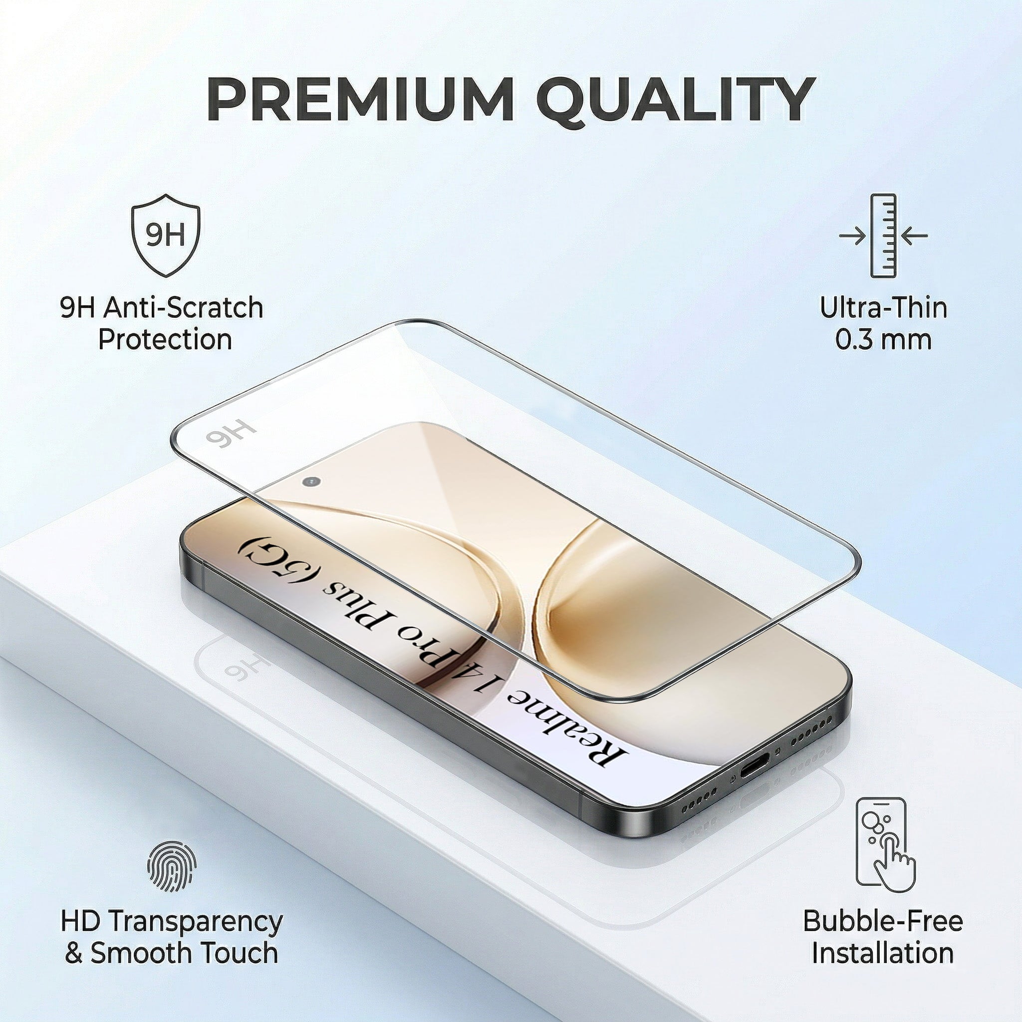 For Realme 14 Pro Plus 5G Combo with Back Cover and 9H Tempered Glass (Liquid Silicone | Camera Protection | Oleophobic Coating Screen Glass)