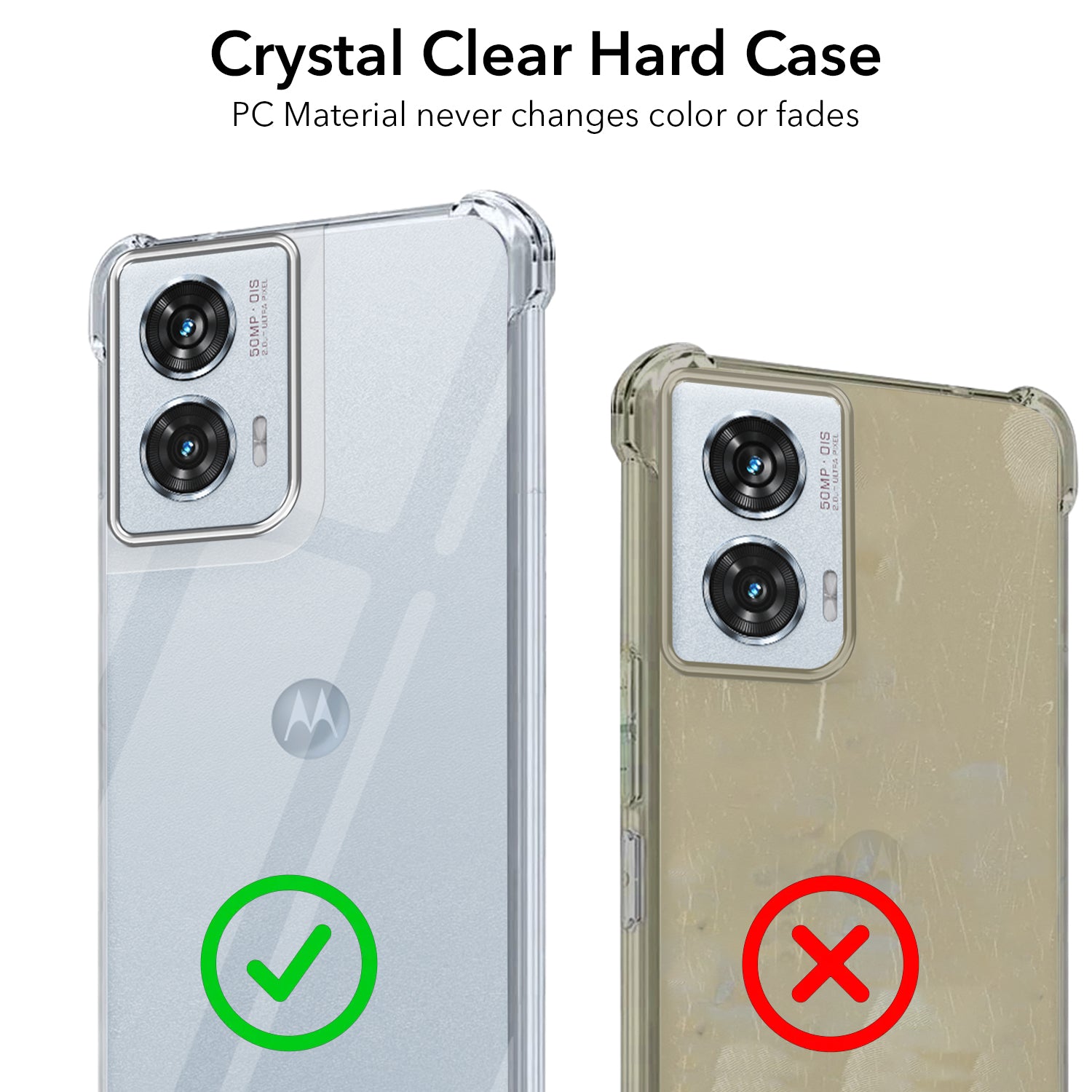 For Motorola Moto Edge 50 Fusion Back Cover Shockproof Crystal-Clear  Drop & Camera Protection | Hard Polycarbonate )