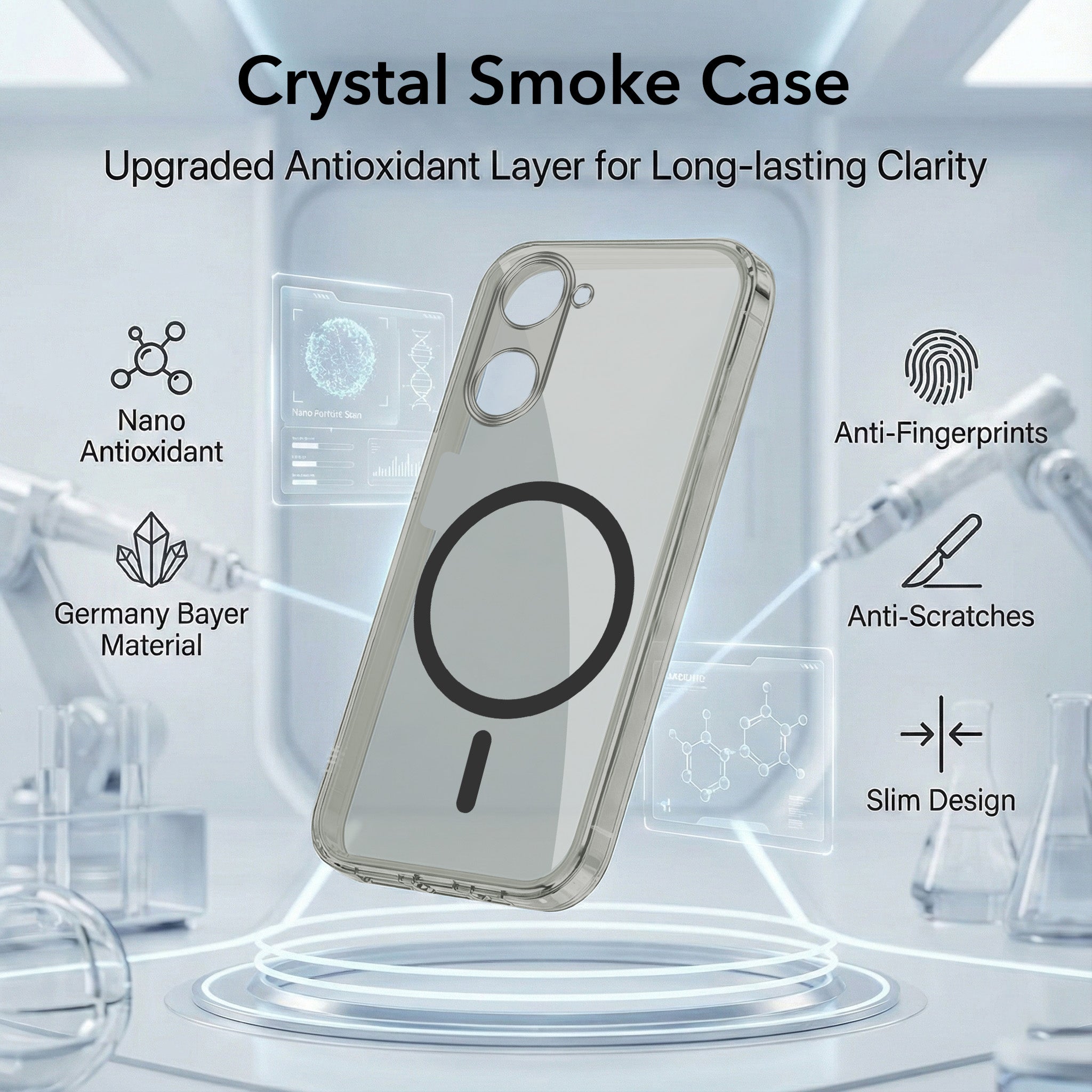 For Vivo iQOO Z9 Lite Back Cover Case Lifetime Anti-Yellow MagSafe Compatible Clear (Sleek Hard Crystal | Shockproof and Camera Protection)