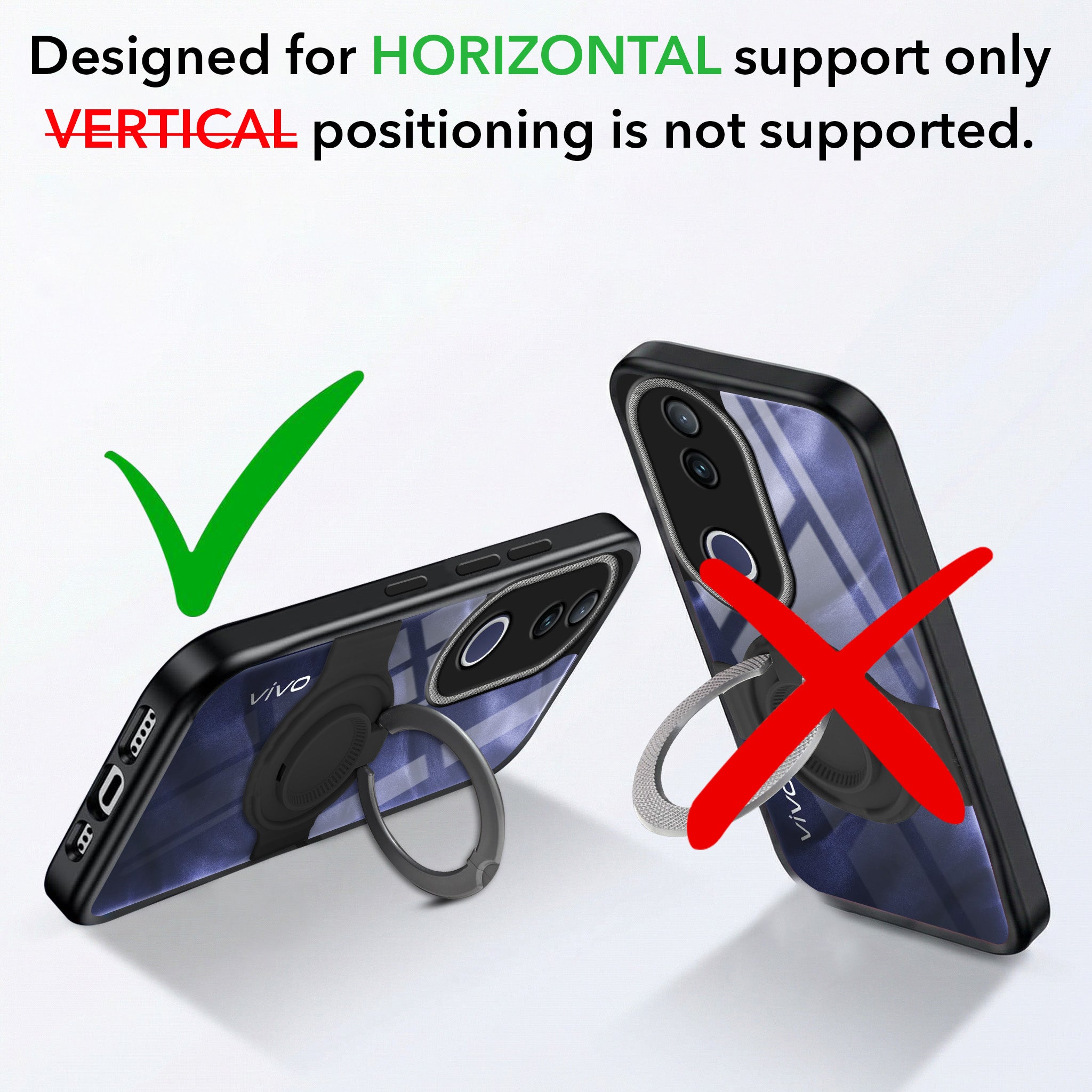 For Vivo T4R Back Cover Case with stand (Built-in Ring Holder Kickstand | Lifetime Anti Yellow | Camera Protection)