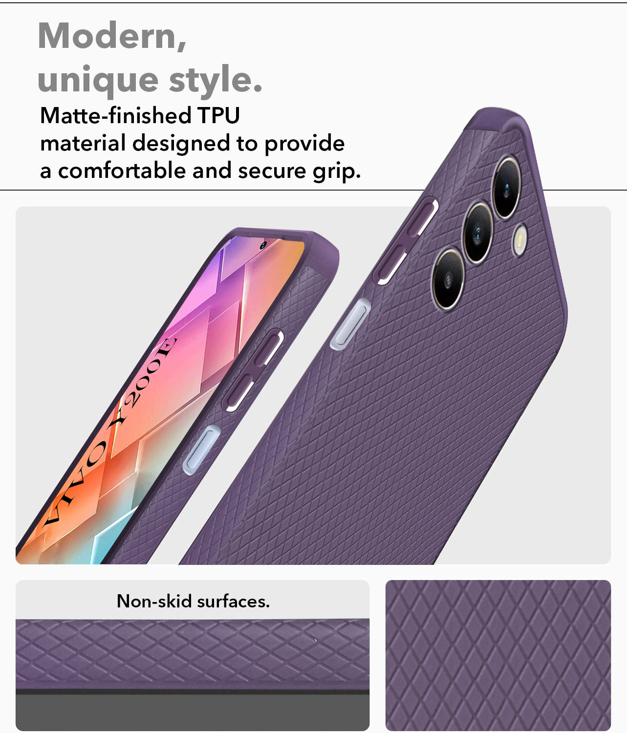 For Vivo Y200e Back Cover Case (Liquid Silicone | Side Grip | Camera Protection)