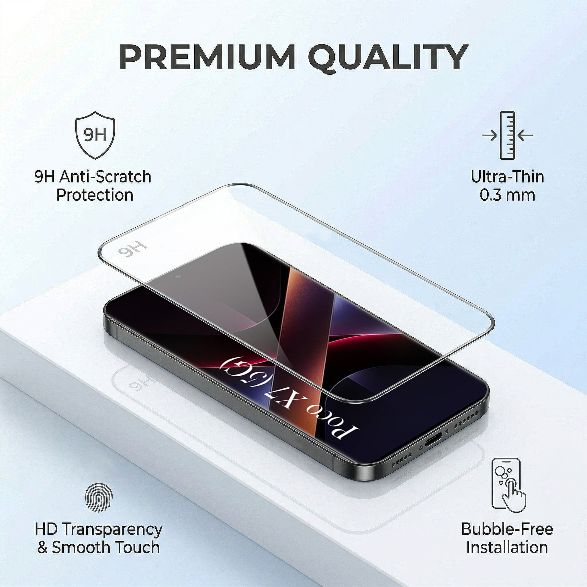For Xiaomi Poco X7 Combo with Back Cover and 9H Tempered Glass (Lifetime Anti-Yellow | Sleek Hard Crystal | Oleophobic Coating Screen Glass)
