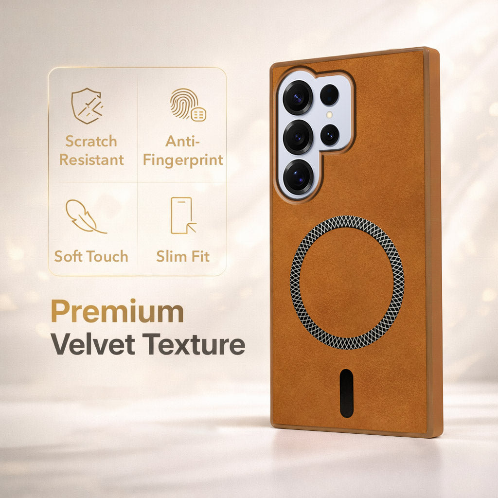 For Samsung Galaxy S25 Ultra Back Cover Case (Sleek Leather Finish | MagSafe Compatible Wireless Charging | Camera Bump Protection)