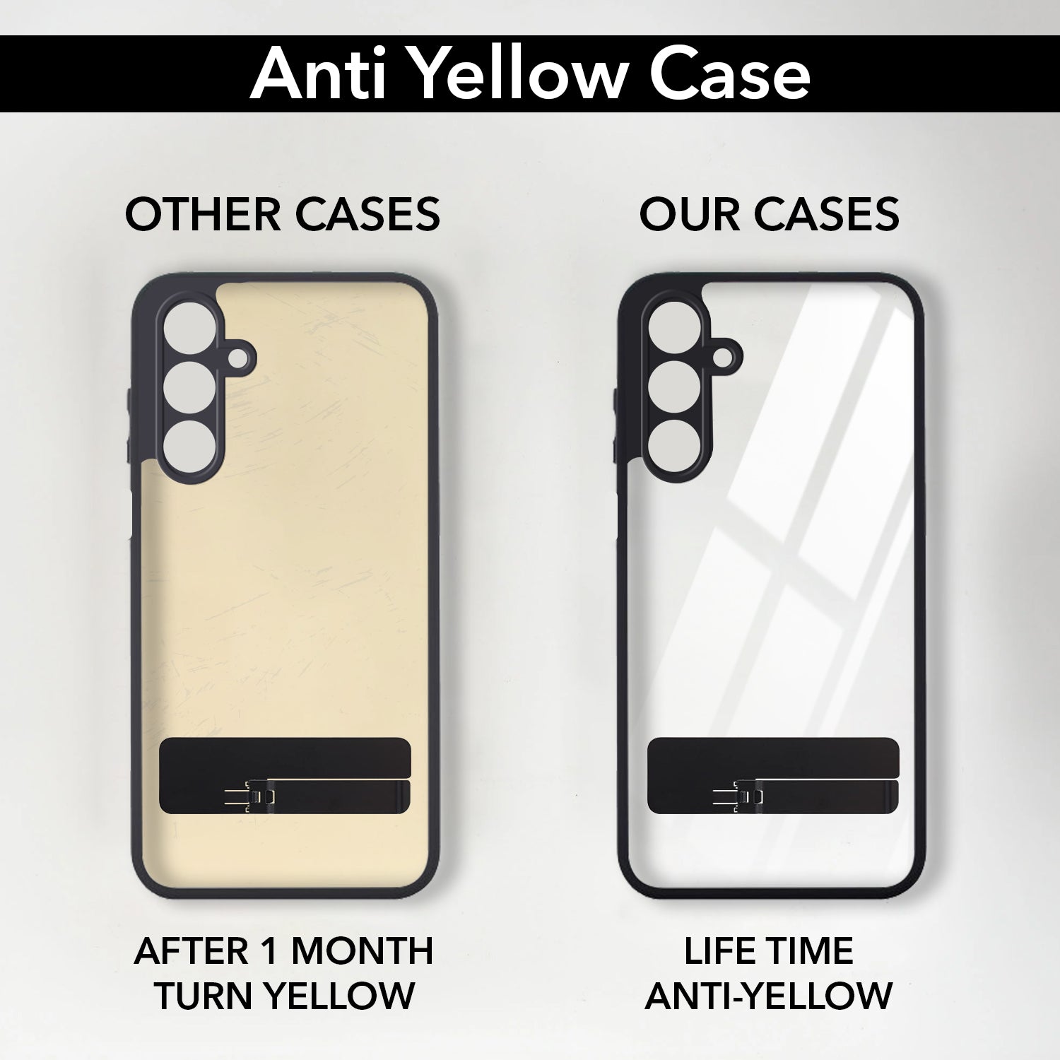 For Samsung Galaxy M35 5G Back Cover Case (Built-in Stand | Lifetime Anti Yellow | Kickstand Shockproof | Camera Protection | MagSafe Compatible)