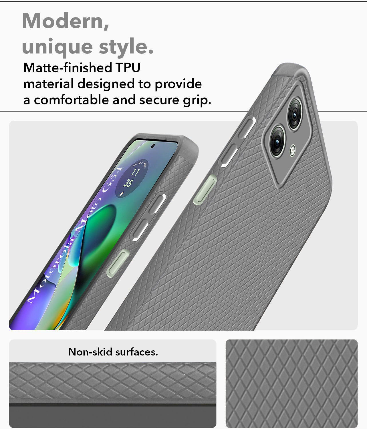 For Motorola Moto G54 Back Cover Case (Liquid Silicone | Side Grip | Camera Protection)
