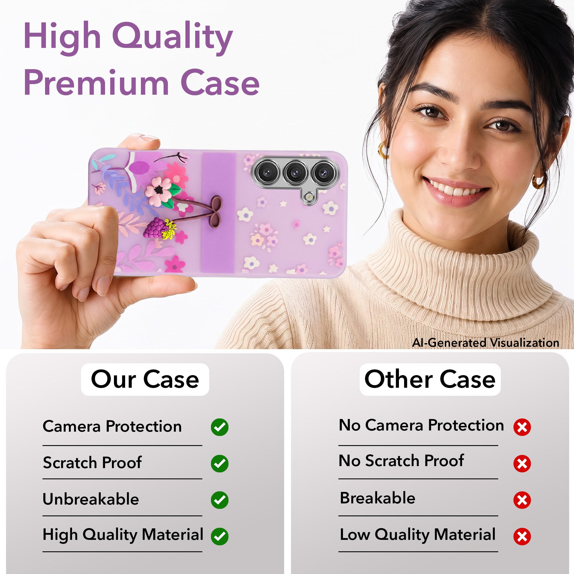 For Samsung Galaxy S24 Back Cover Case (3D Cute Cartoons | Hard Back Side Soft | Matte Premium Finish | HD Printing) (Copy)