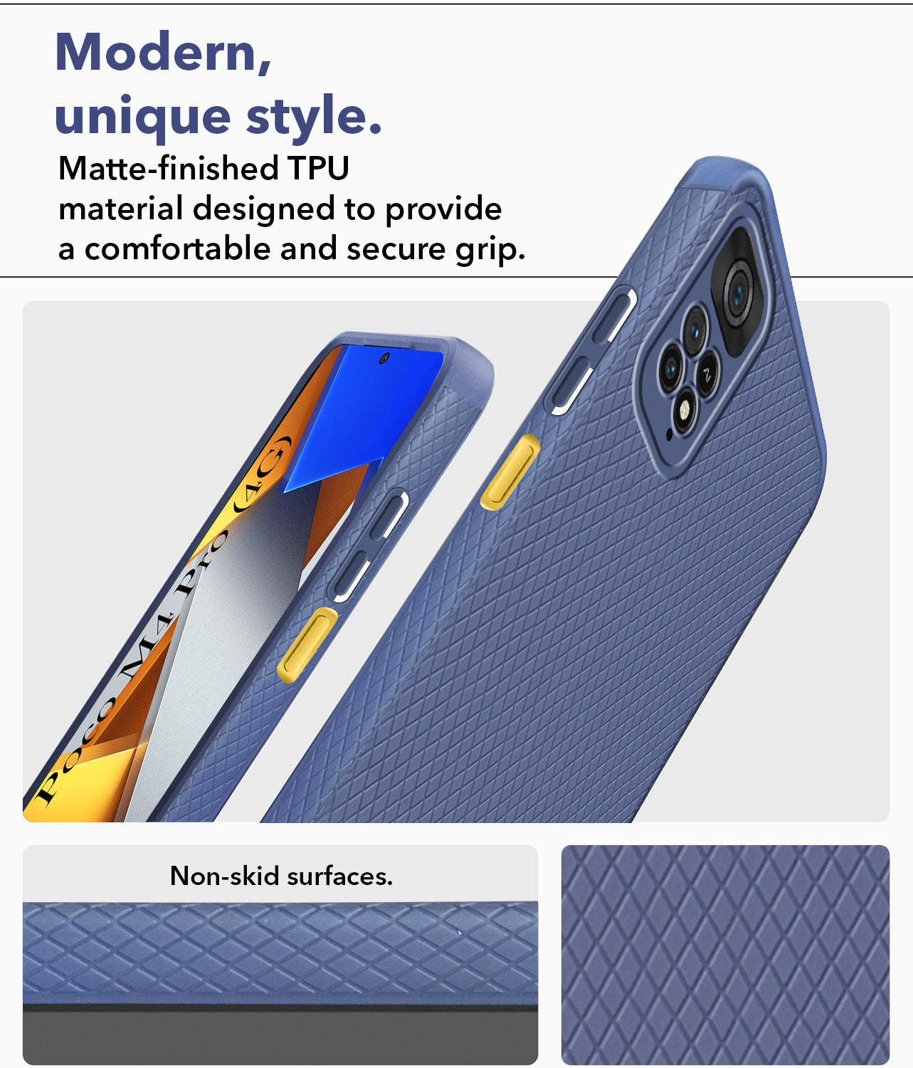 For Poco M4 Pro 4G Back Cover Case (Liquid Silicone | Side Grip | Camera Protection)