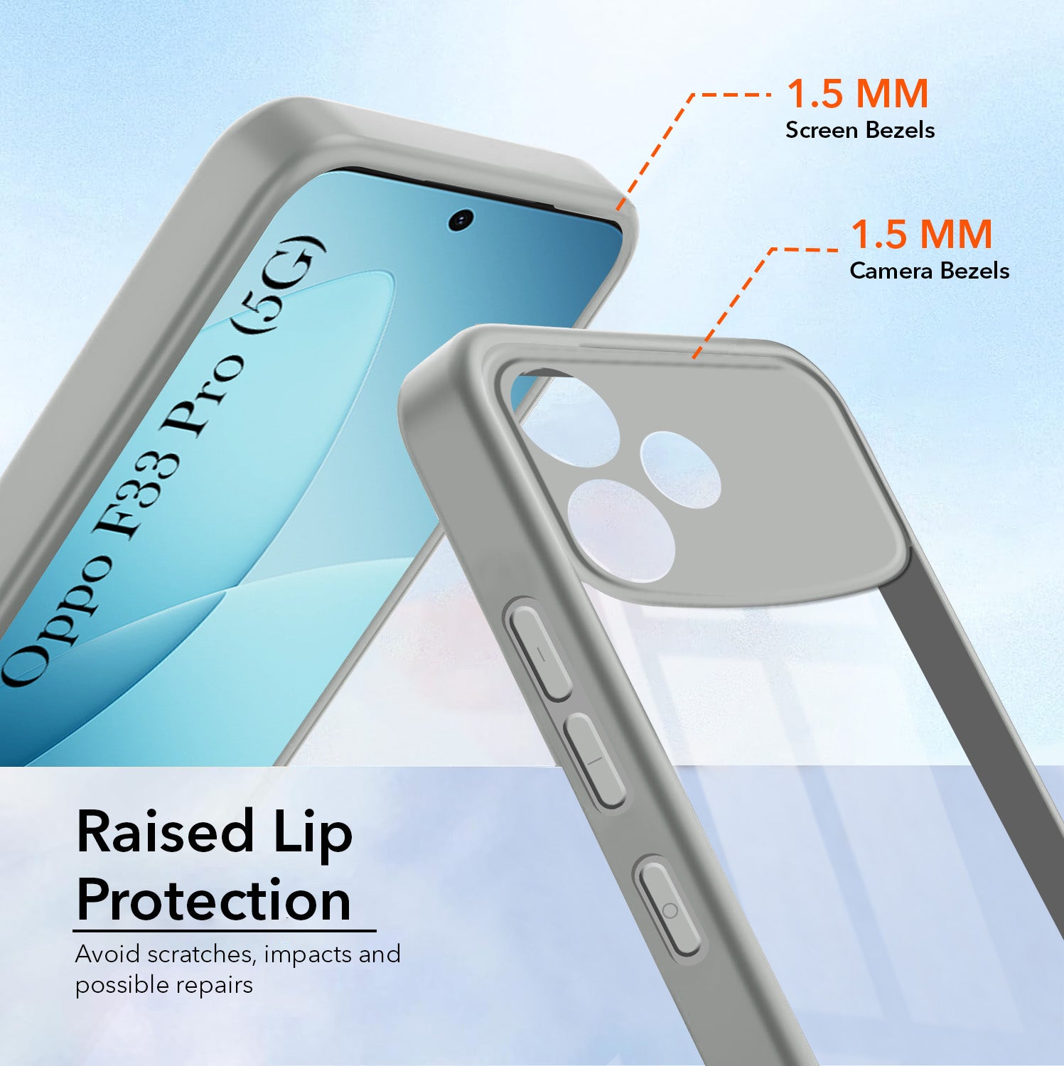 For Oppo F33 Pro 5G Back Cover Case Ultra-Hybrid (Lifetime Anti Yellow | Anti Scratch | Crystal Clear Shockproof)