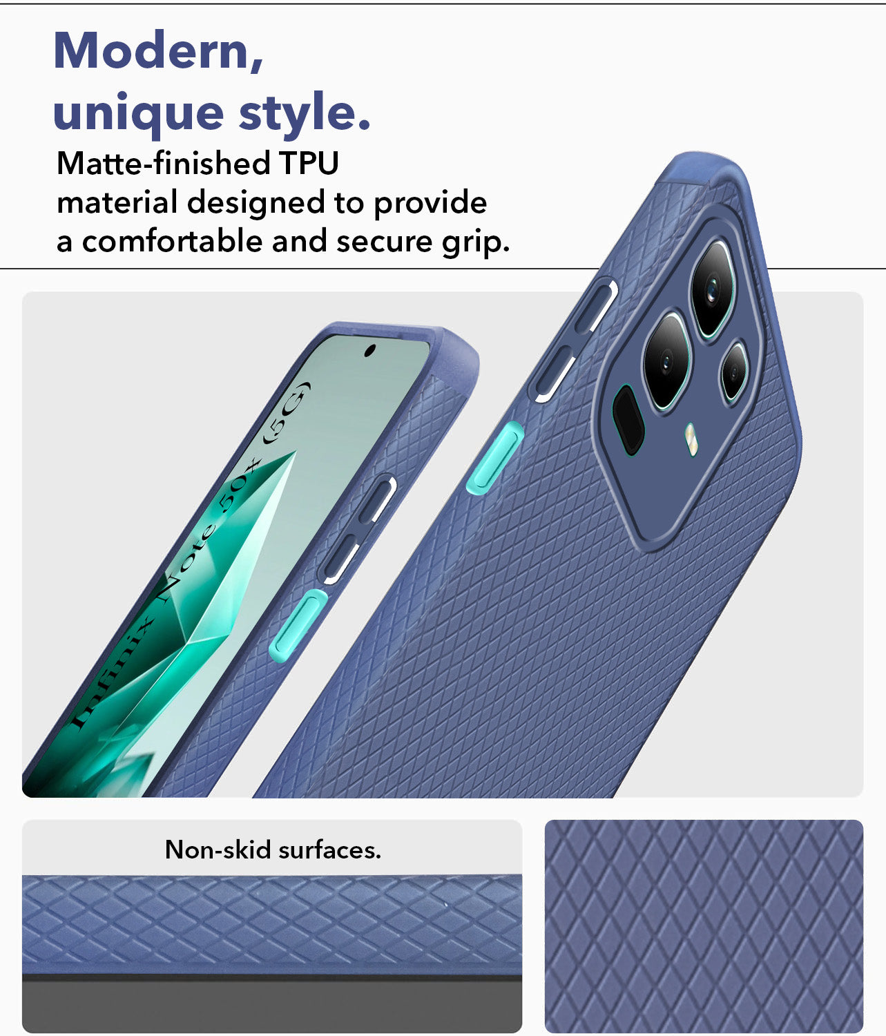 For Infinix Note 50x Back Cover Case  (Liquid Silicone | Side Grip | Camera Protection)