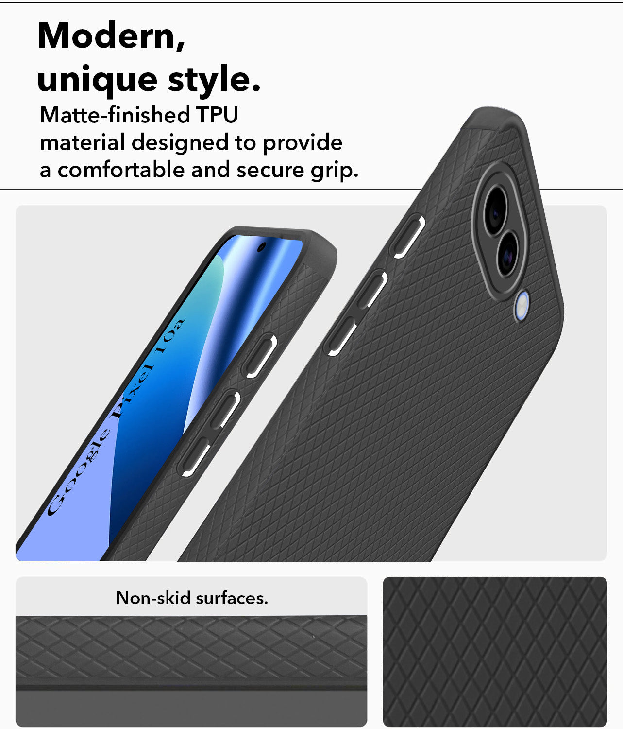 For Google Pixel 10a Back Cover Case Liquid Silicone (Camera Protection | Side Grip Texture | Soft and Flexible)