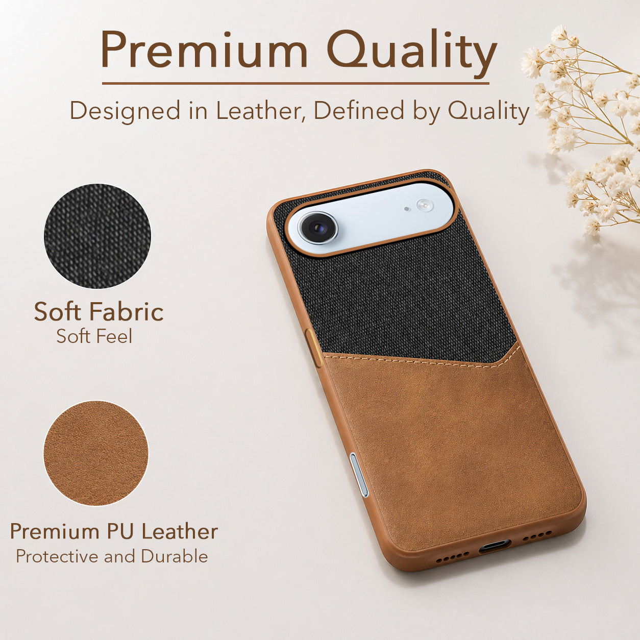 For Apple iPhone 17 Air Back Cover Case (Dual PU Leather Stitch | Professional Minimalist | Soft and Flexible)